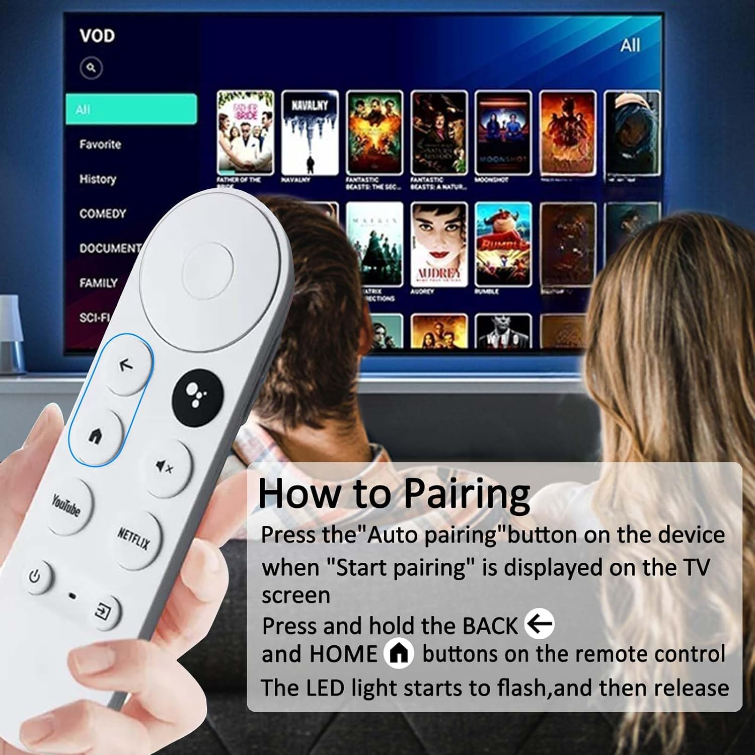 Replacement Voice Remote Control for Google Chromecast 4K Snow/Hd TV Remote Control for G9N9N, GA01409-US, GA01920-US, GA01919-US, GA01923-US, GA02463