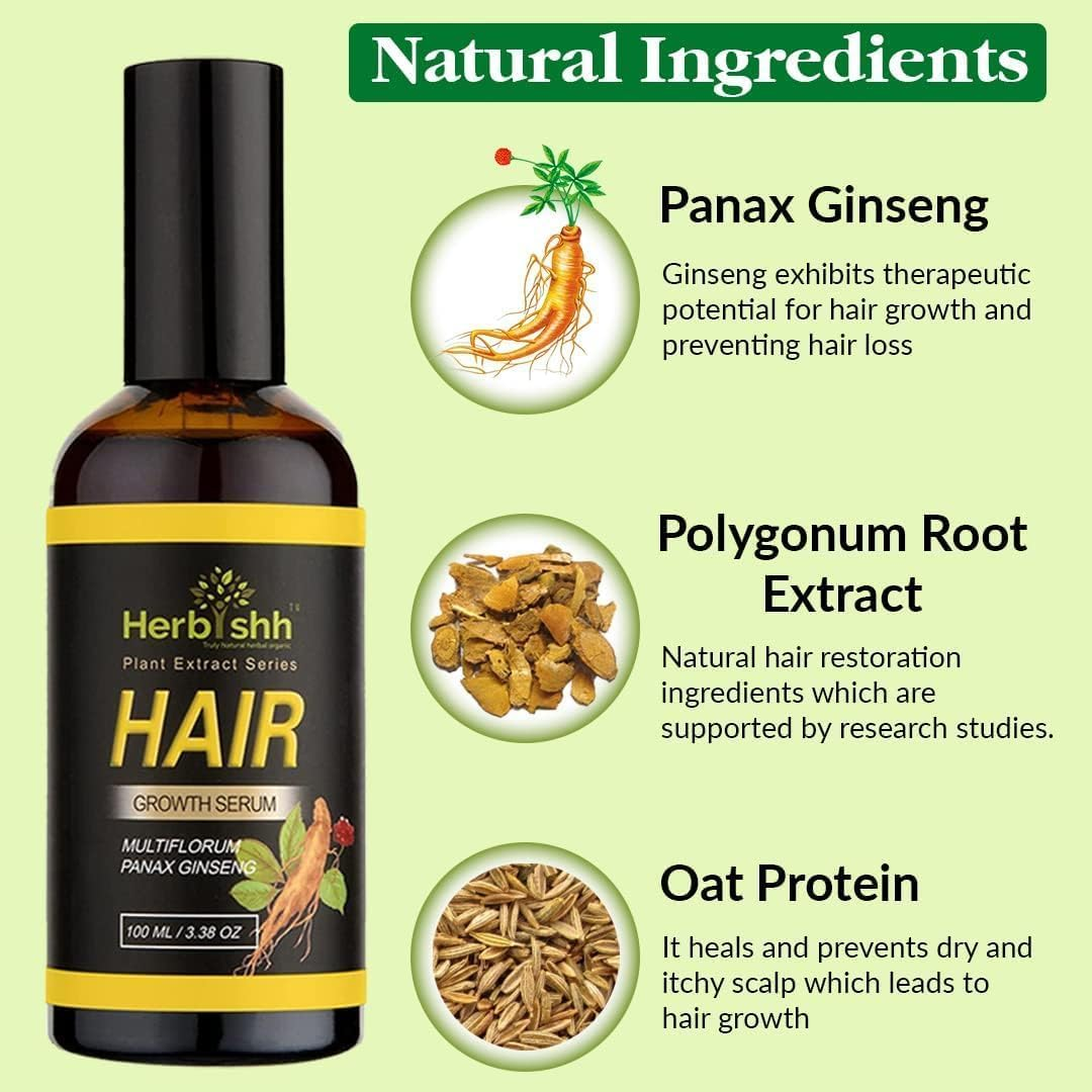Herbishh Hair Serum &ndash; Natural Botanical Hair Vitalizer for Men and Women | Lightweight, Non-Greasy Serum for Healthy-Looking Hair and Scalp &ndash; Pack of 2 image number 6