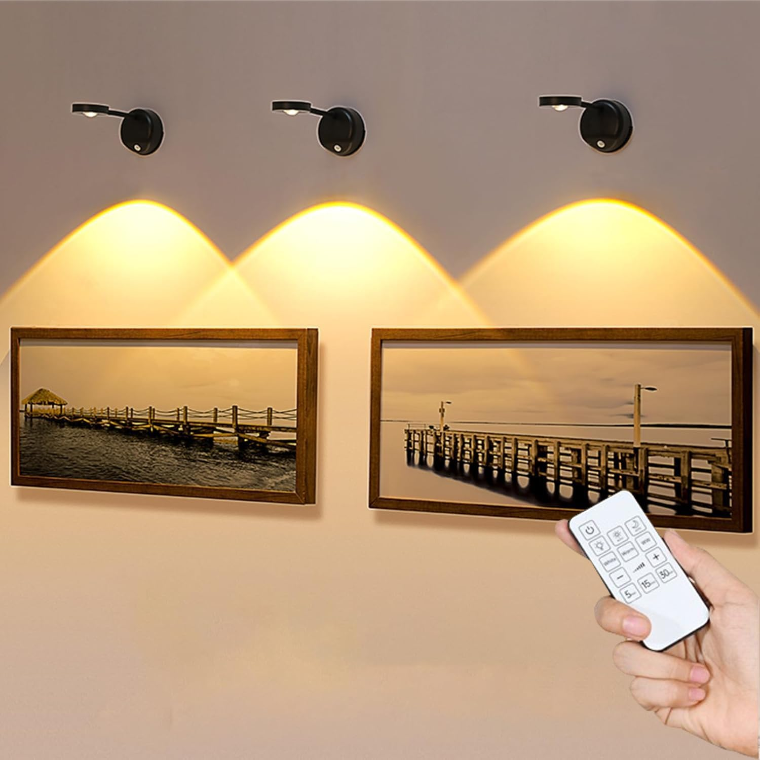 LADWOKFI Wireless Picture Light Motion Sensor Light Indoor Rechargeable 1200Mah 3 Color Wall Sconce Dimmable Wall Spotlights Bedroom Hallway Stairway Toilet Corridor Nightlight 1PCS image number 5