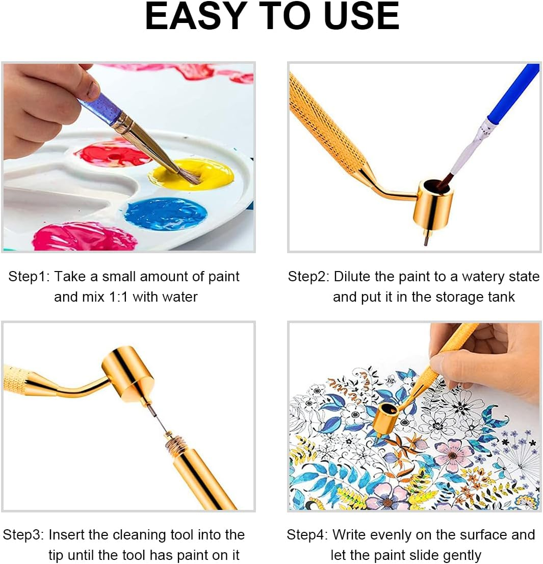 Fine Line Fluid Writer Paint Applicator Pen, 0.5Mm Gold Brass Detailing Fluid Writer Pen, Slanting Precision Paint Touch up Pen for Automotive Scratch Repair, Car Accessories image number 3