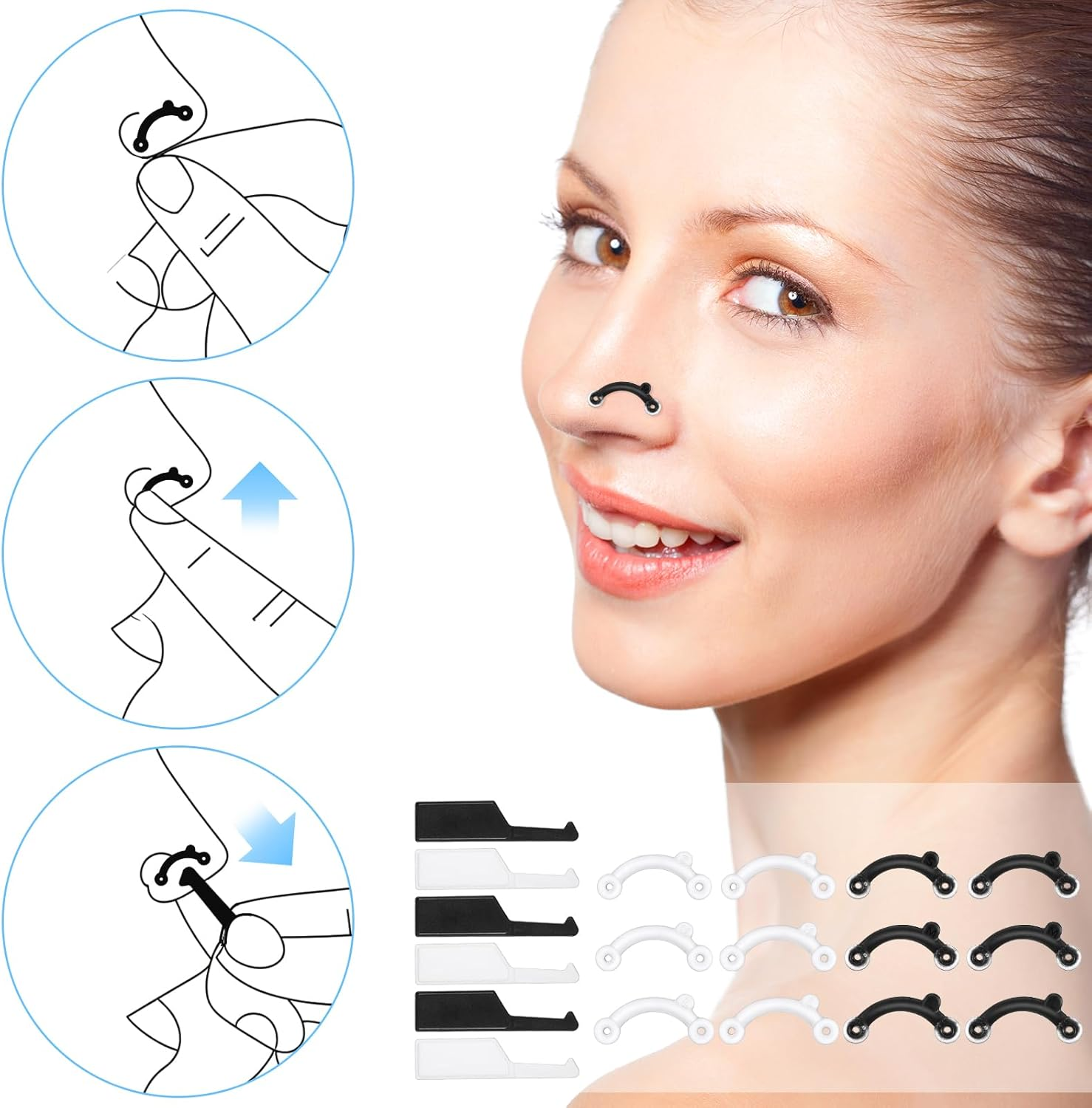 6 Pairs Nose Lifter, Nose Shaper, Noses Job Insert for Rhinoplasty Shaping, Noses Lifting Clips No Pain Invisible Shaper Tool Straightening Beauty Kit Women Men, 3 Size image number 4