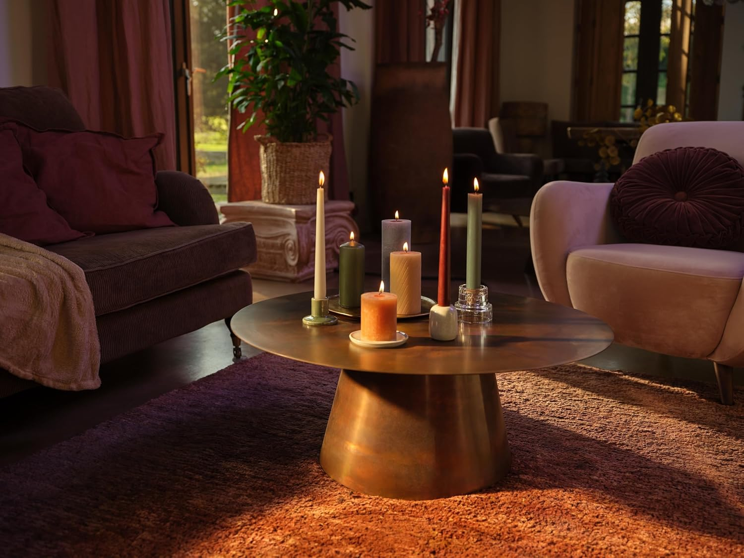 Bolsius Rustic Pillar Candles - Gift Set of 6 - Nature - Decorative Household Candles - Length Burning Time - Unscented - Natural Plant Wax - without Palm Oil