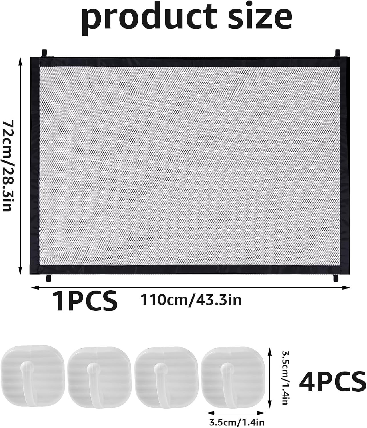 Barrier 110 X 72 Cm Dog Door Safety Gate Stair Safety Gate No Drilling with 4 Adhesive Hooks Extendable for Stairs, Doors, Child Safety Stairs, Suitable image number 1
