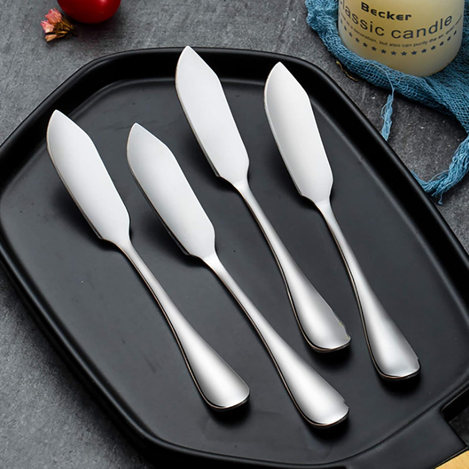 VANRA Cheese Spreader Knife Set 4-Piece Stainless Steel Butter Knife Small Sandwich Condiment Jam Bread Cream Canape Knives Spatula 5.9-Inch image number 6