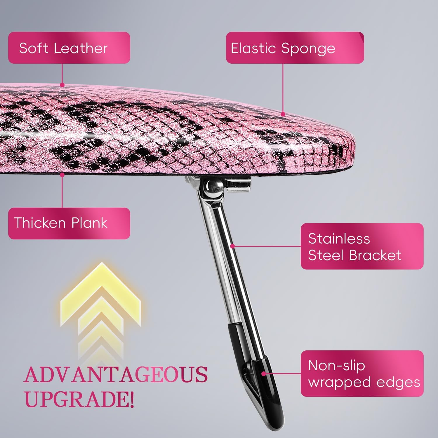 Krofaue Nail Arm Rest - Professional Nail Hand Rest Stand Foldable PU Leather High-Density Sponge Nail Arm Rest for Nail Tech with Non-Slip Stable Reduces Hand Fatigue Fit for Manicure Salon Use Pink - Pink Nail Arm Rest For Nail Tech image number 5