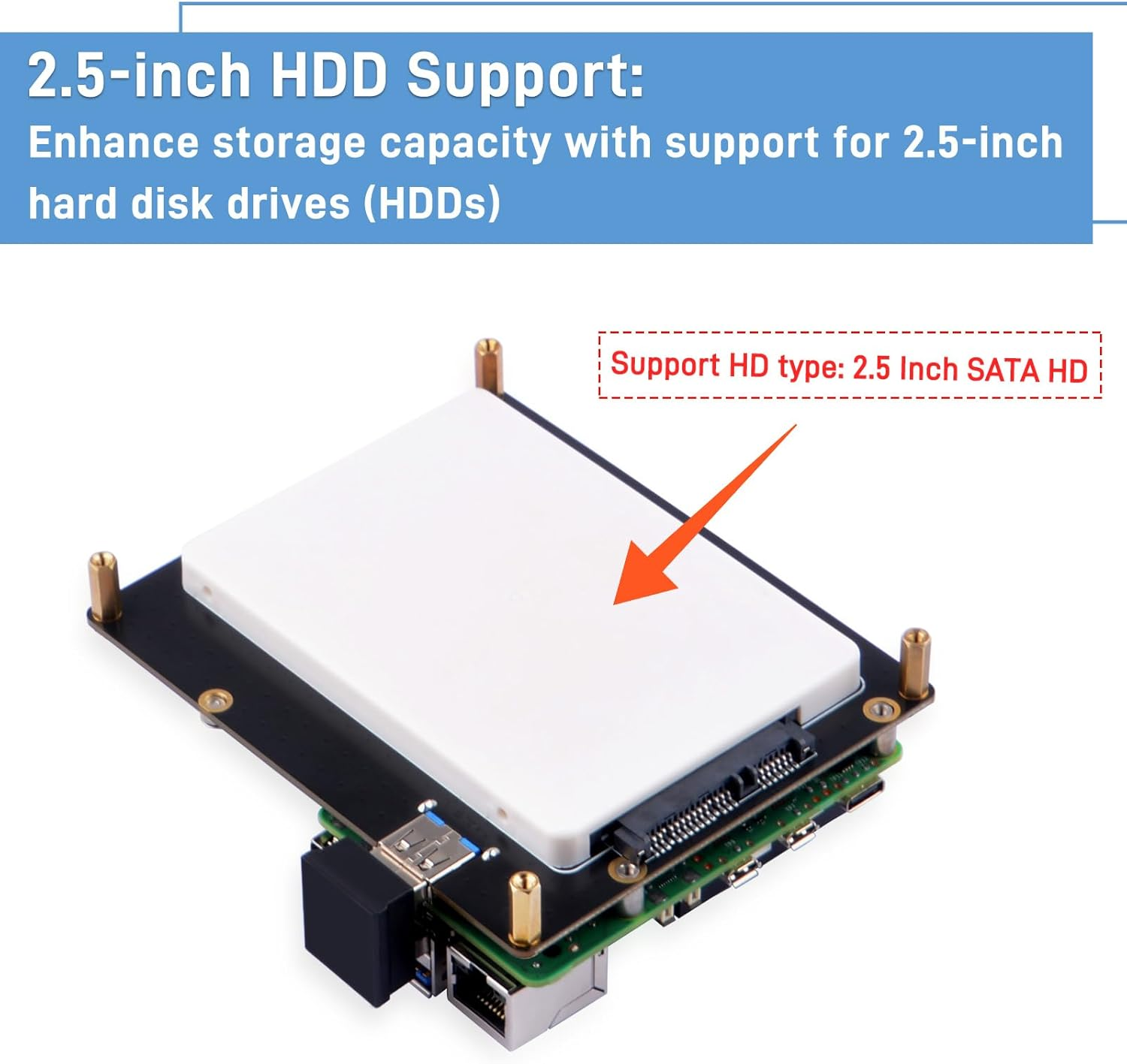 Geeekpi M.2 NVME 2.5 USB Adapter Bottom NU08 for Raspberry Pi 5 with USB 3.0 Connector image number 4