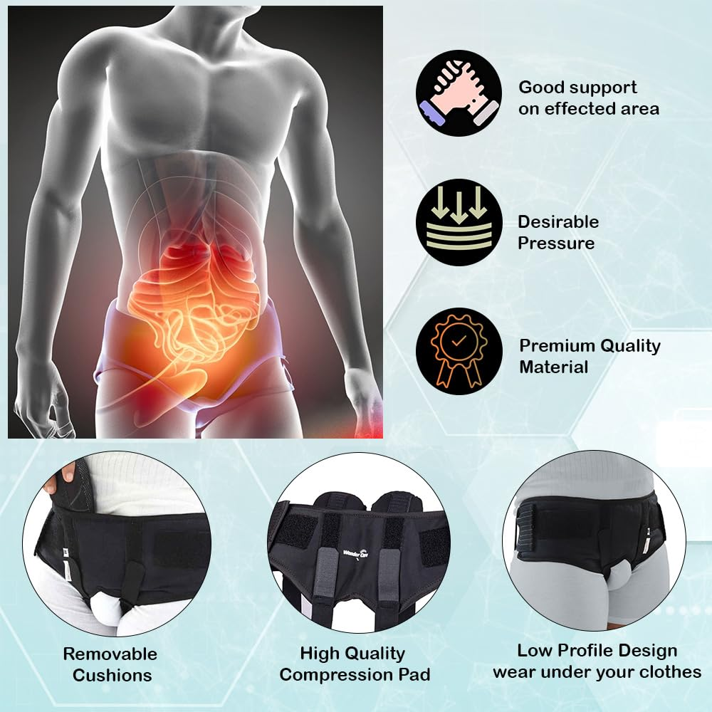 Wonder Care - Inguinal Hernia Support Belt Groin Truss Brace Post Surgery Hernia Pain Relief, Two Compression Pressure Foam Pads, Adjustable Elastic Straps-A107 XL image number 6