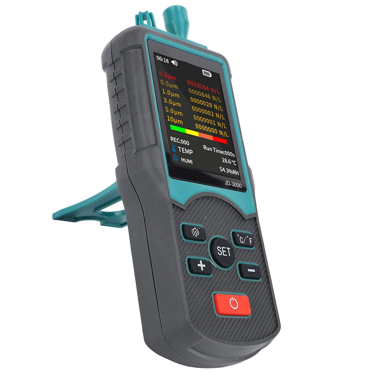 Handheld Dust Particle Counter, Multi Functional Dust Monitor for Air Quality Detection with Two Measurement Modes, Data Storage and Fast Measurement, Foldable Bracket Design, image number 4