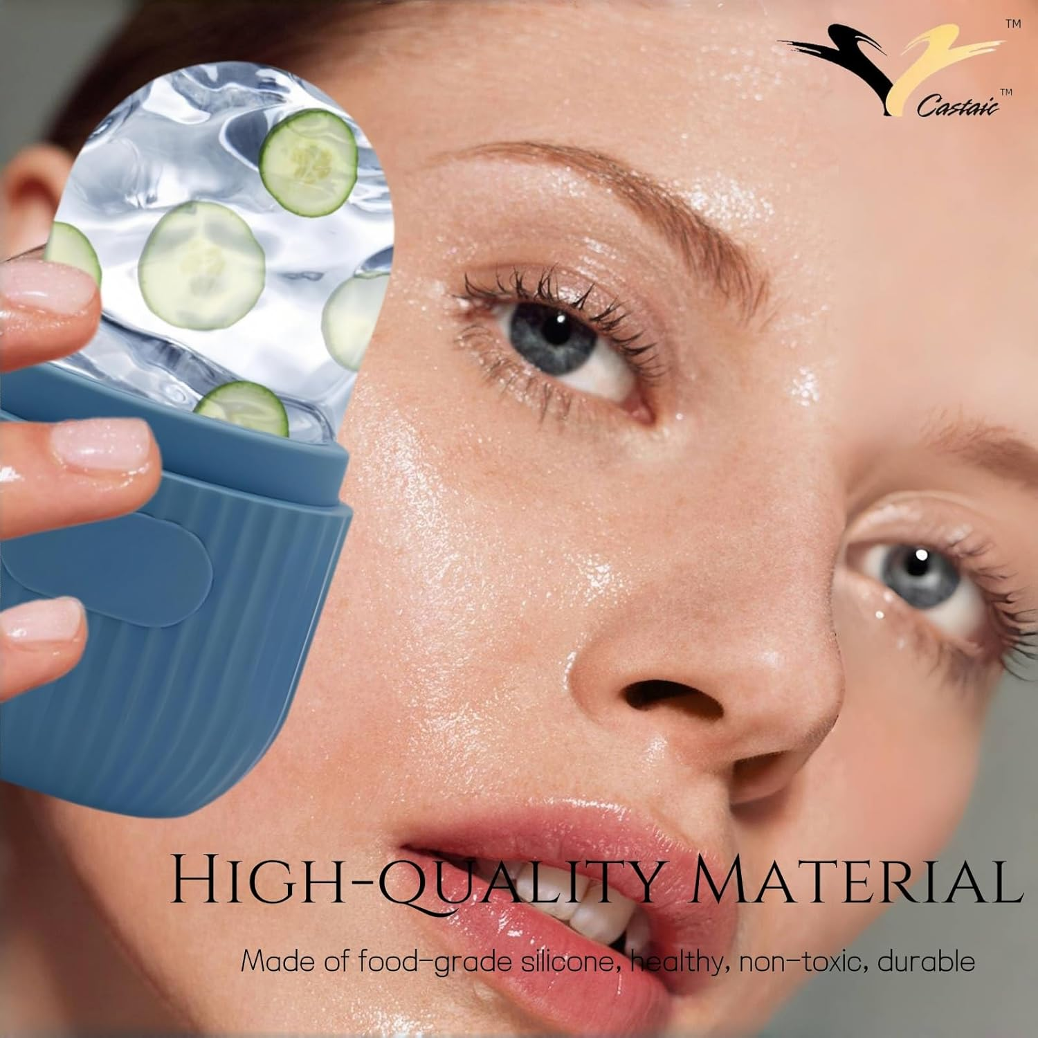 Castaic Ice Face Roller, Food-Grade Silicone Ice Facial Rollers,Remove Dark Circle Pore Fine Lines (Blue) image number 4