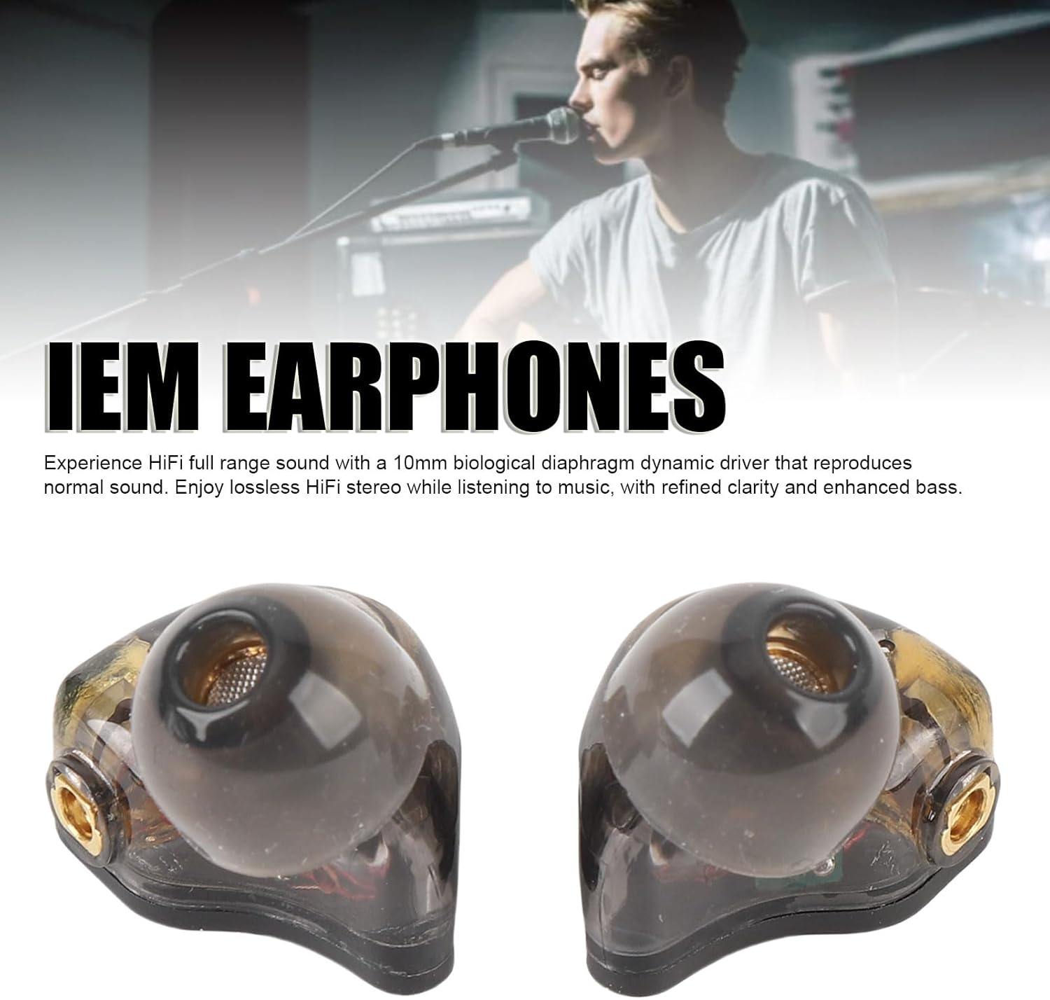 XUMIUZIY Hifi Wired IEM Earphones with Noise Isolation, 10Mm Bio Diaphragm, Detachable Silver Plated Cable, 3.5Mm Connector, 3 Sizes Ear Tips, Ergonomic Fit for Musicians, Gaming, Studio (Black) image number 6