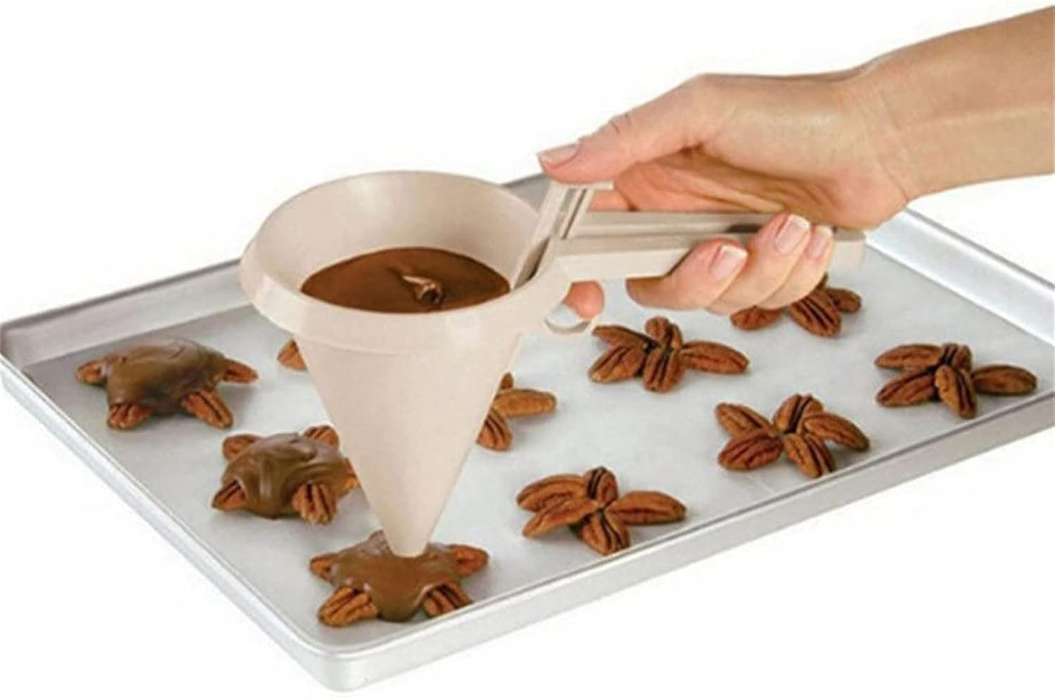 Chocolate Funnel,Adjustable Cake Cream Funnel for Baking Cake Decorating Kitchen Gadget Tools Accessories,Funnel Mold White Foodgrade Plastic Pancake Cream Batter Dispenser Cake Tool image number 6