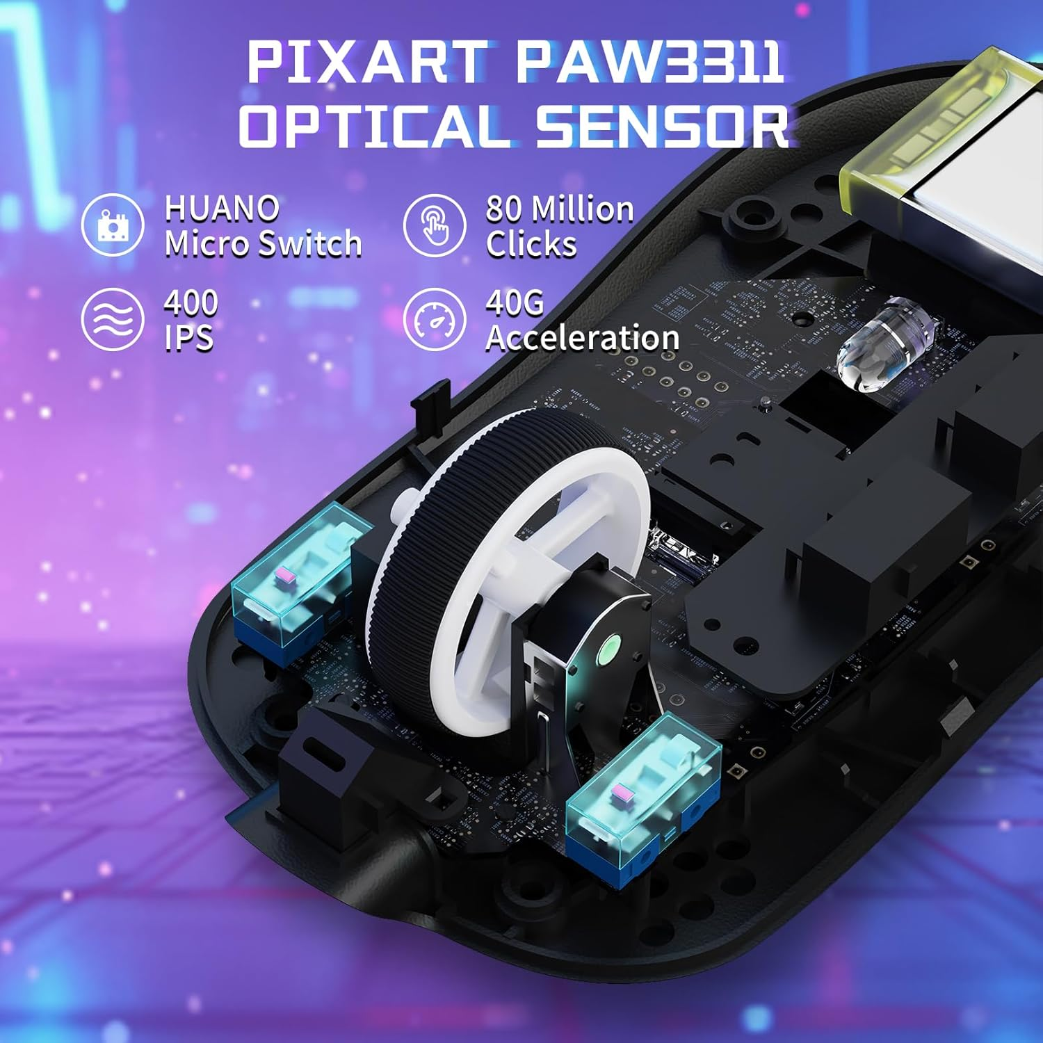 ATTACK SHARK X8SE Wireless Gaming Mouse,Adjustable 25K DPI PAW3311 Optical Sensor,Ergonomic 59G Lightweight,Triple Modes 2.4G/Bt/Usb-C,500Mah Battery,5 Programmable Buttons for Pc/Mac-White&Griptape - Berry Red image number 4