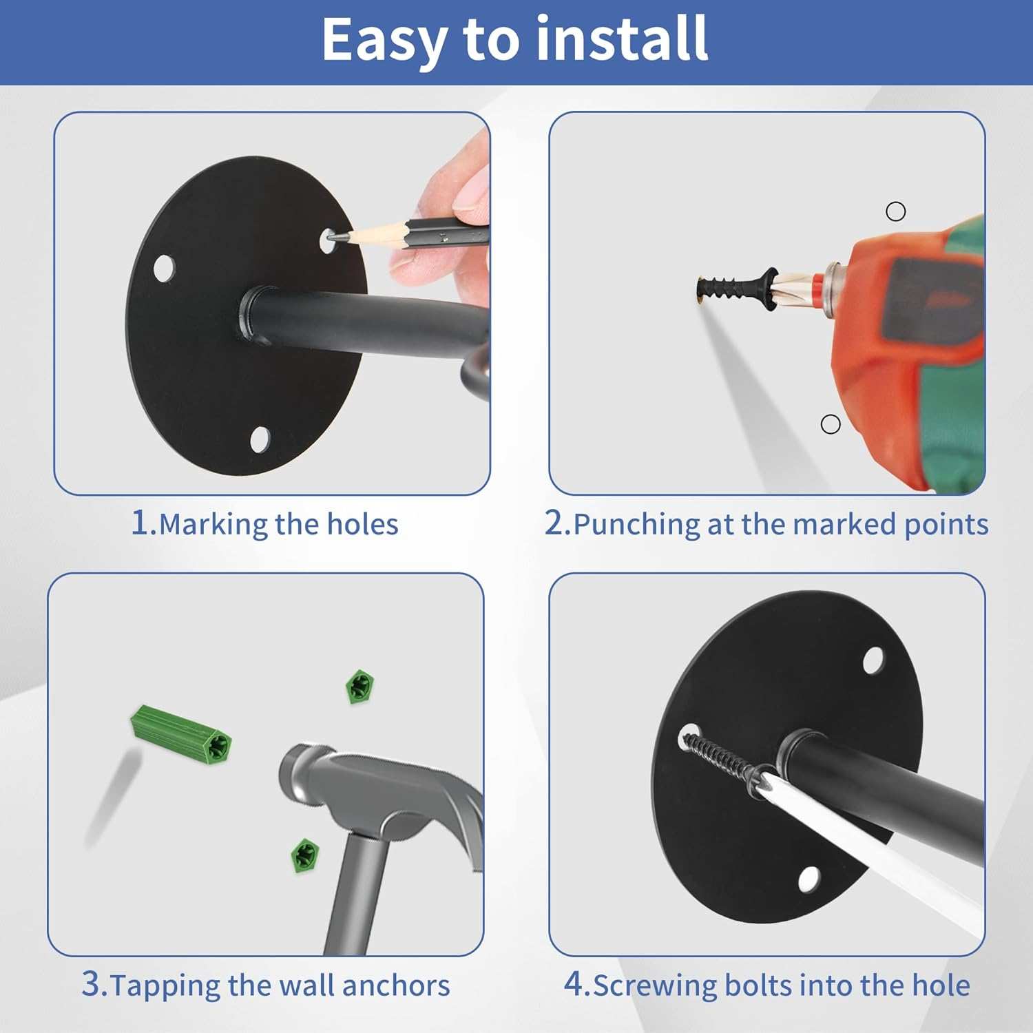 5 Pack Metal Ball Holder Wall Mounted Ball Storage Universal Ball Rack Sports Ball Organizer for Basketball Football Volleyball Soccer Storage Display(Black) image number 3