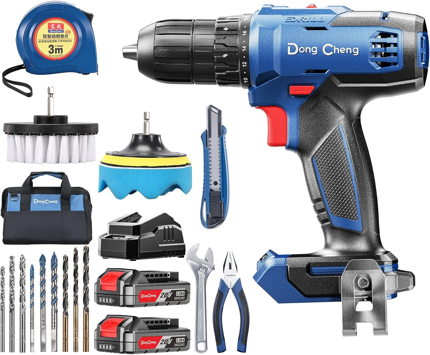 Dongcheng Cordless Drill Set,Power Drill with 3/8" Keyless Chuck,336 In-Lbs Torque Electric Drill,Cordless Drill with Battery and Charger (Accessories+Cleaning Kit+Hand Tools) image number 5