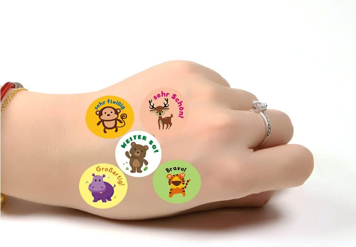 Motivational Stickers for Children, Pack of 1000 Self-Adhesive Animal Reward Stickers, Teacher Reward Stickers with Cute Animals, Praise Praise Stickers for School, Classroom, Rounds image number 6