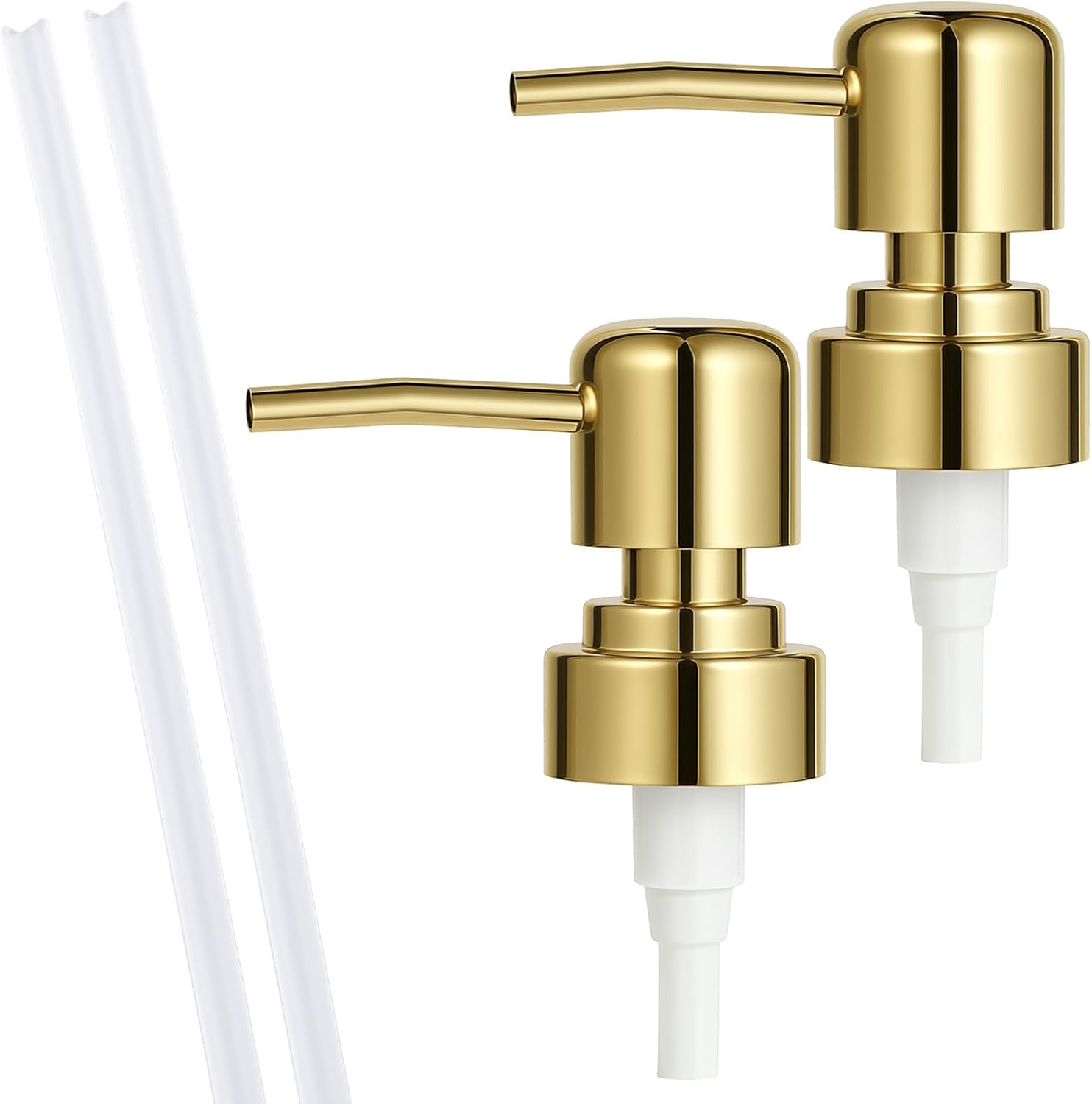 2 Pack Gold Soap Dispenser Pump Replacement Top Dispenser Pumps Refill Dispensers Liquid Hand Soap Dispensers Soaps Pumps Replacement for Lotion Regular Glass Mouth Bottles image number 1