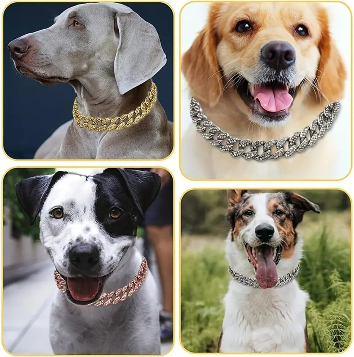 Diamond Cuban Link Dog Collar 13Mm Wide Dog Necklace Metal Cat Chain Pet Crystal Collar Jewelry Accessories for Small Medium Large Dogs Cats Silver Chain Collar (16Inch) image number 4