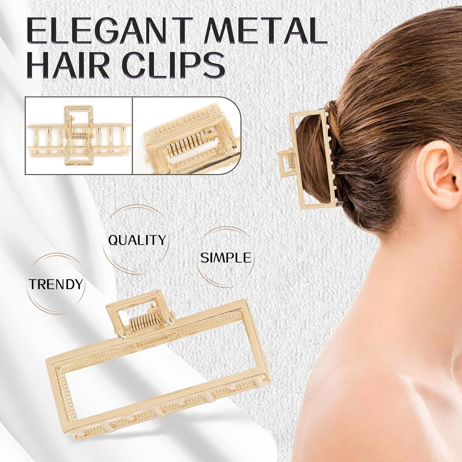 Shirene Gold Claw Clips, 8 Pcs Metal Hair Clips, Non Slip, Fashion Accessories for Women & Girls
