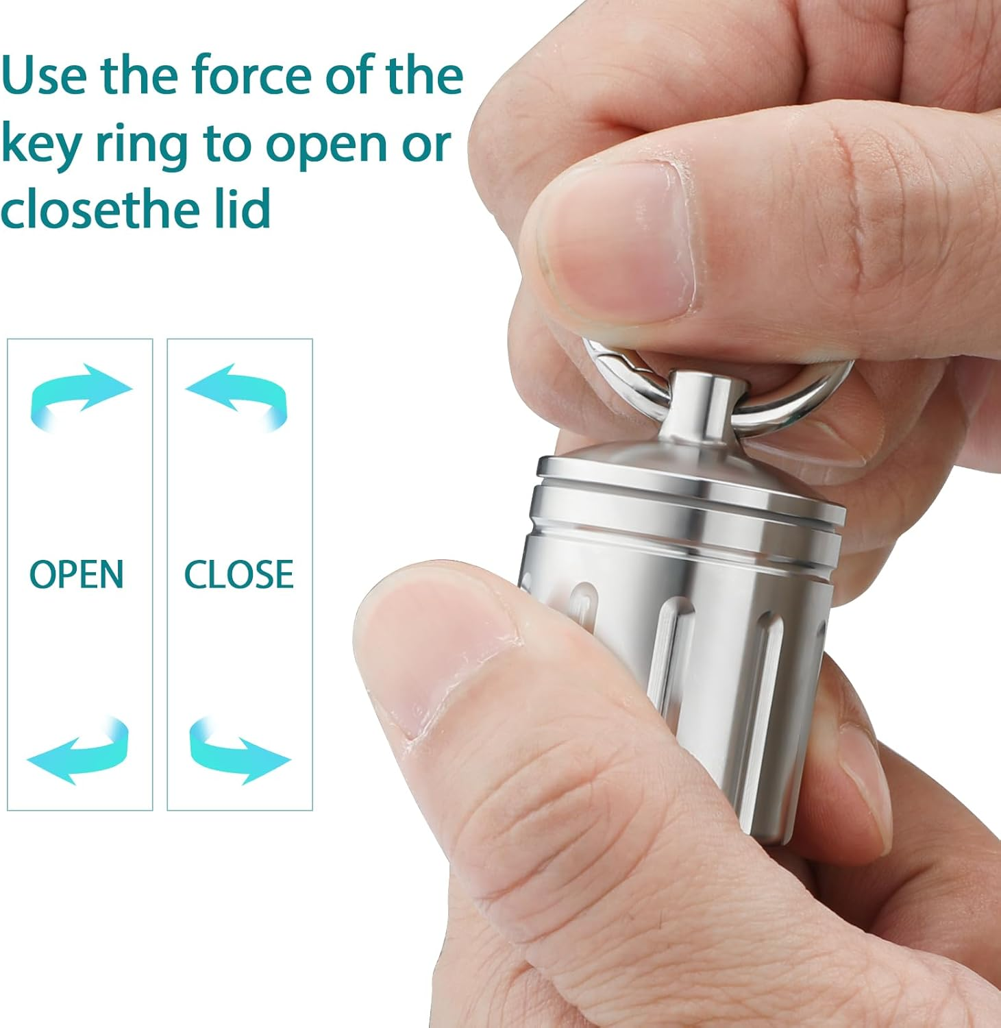 Stainless Steel Waterproof Pill Case, Pill Organizer for Outdoor Travel Camping, Keychain Small Holder Case, Carry Vitamins, Antibiotics, Birth Control Pills, Etc image number 4