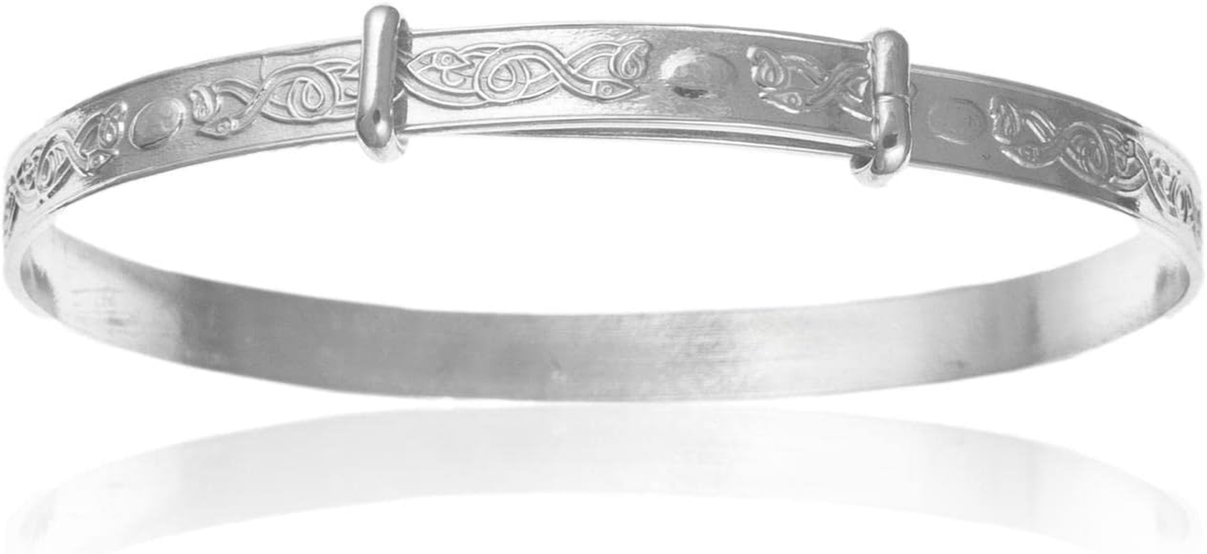 Irish Celtic Design/Claddagh Design Expanding/Expandable/Adjustable Bangle Bracelet for Baby/Child/Children/Women - 925 Sterling Silver - Childrens Jewellery image number 6