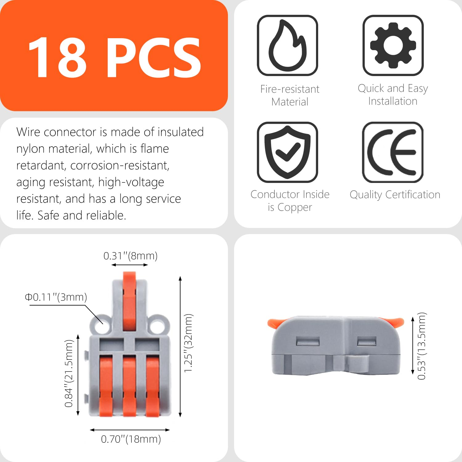 XALXMAW 18Pcs Lever Wire Connectors, 1 in 3 Out DIY Mini Splice Compact Quick Electrical Connector, 24-12 AWG image number 4