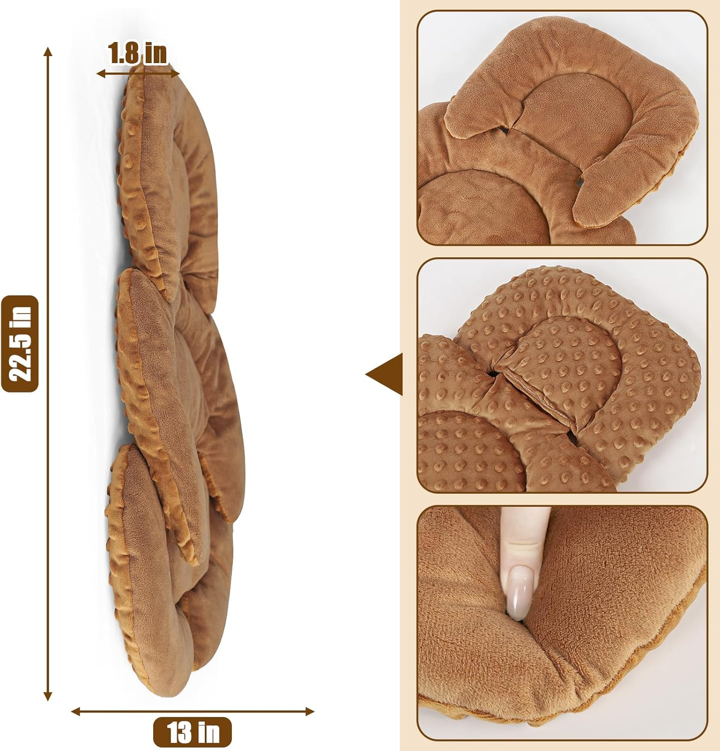 GFU Infant Car Seat Insert Head and Body Support, Reversible Newborn Insert for Carseat with Strap Pads, Soft Stroller Cushion Pillow Insert for Boys and Girls, Fits for Stroller, Swing, Brown image number 1