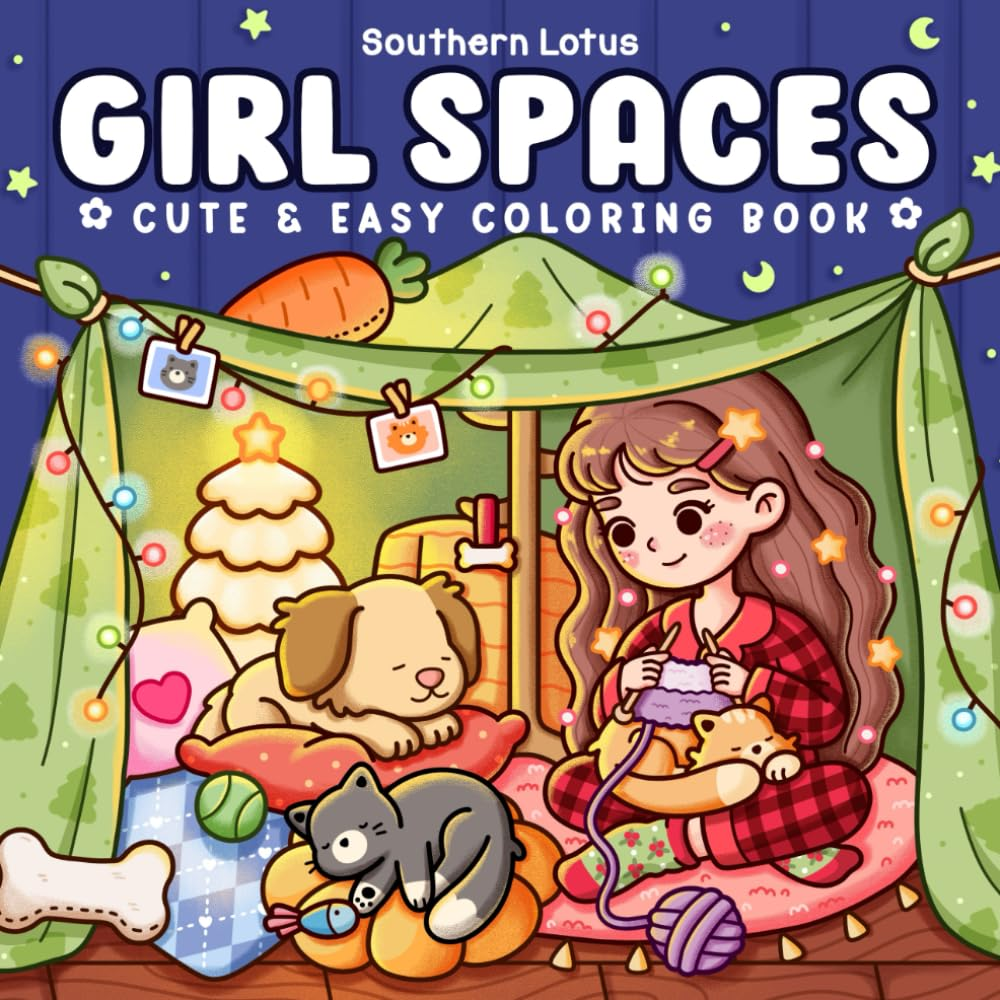 Girl Spaces: Coloring Book for Adults and Teens Featuring Cozy Moments and Girly Things, Cute Drawings for Relaxation and Stress Relief image number 1