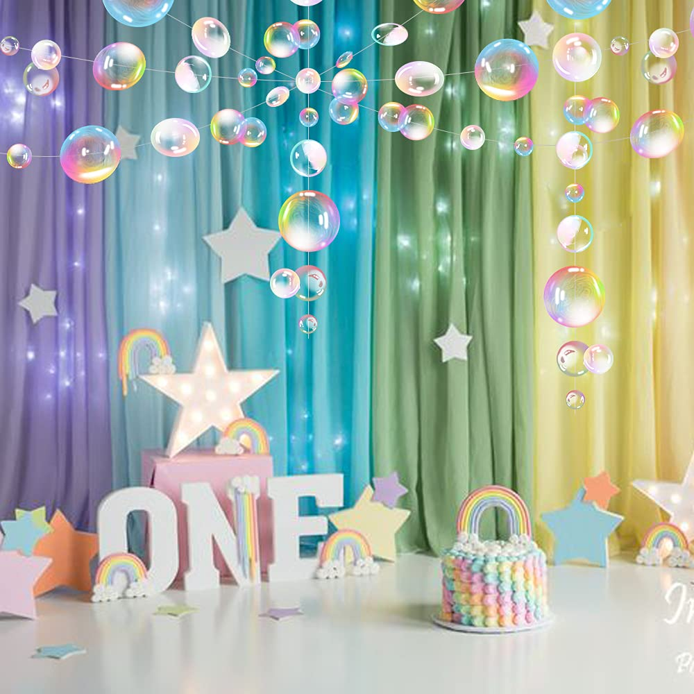 Transparent Bubble Garlands Mermaid Party Decoration Colored Blue Flat Cutouts Hanging Streamer for Birthday Baptism Wedding Ocean Wall Decal Baby Shower under Sea Festal Kid Room Photo Props (Color) image number 6