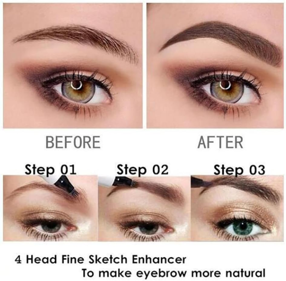 Microblading Tattoo Eyebrow Ink Pen Eye Brow Pencil Brow Enhancer Stencil AU (01# Black)