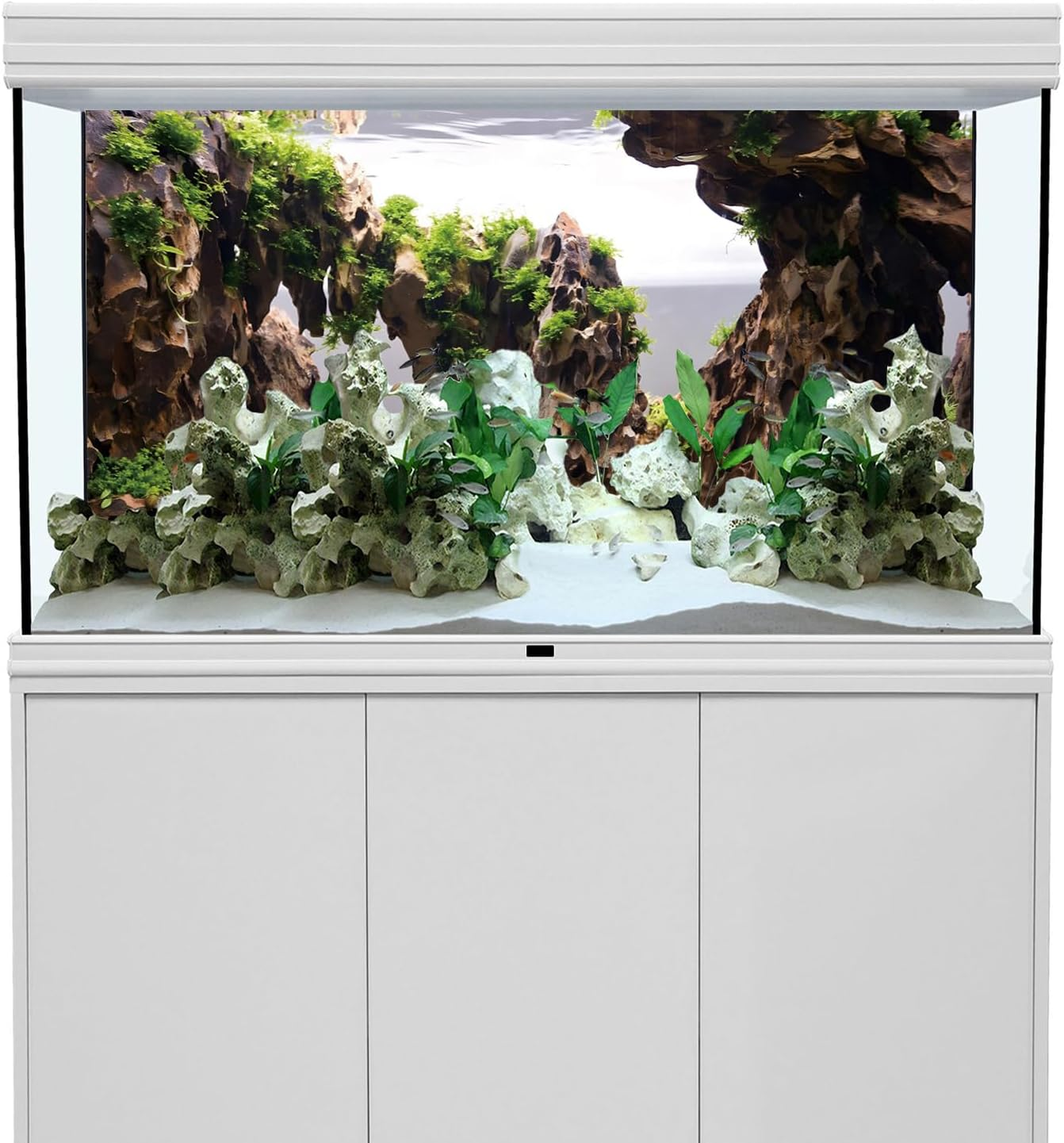 AWERT 24X16 Inches Viewing Stone Fish Tank Background Aquatic Plant River Bed & Lake Aquarium Background Seaweed Aquarium Vinyl Background image number 5