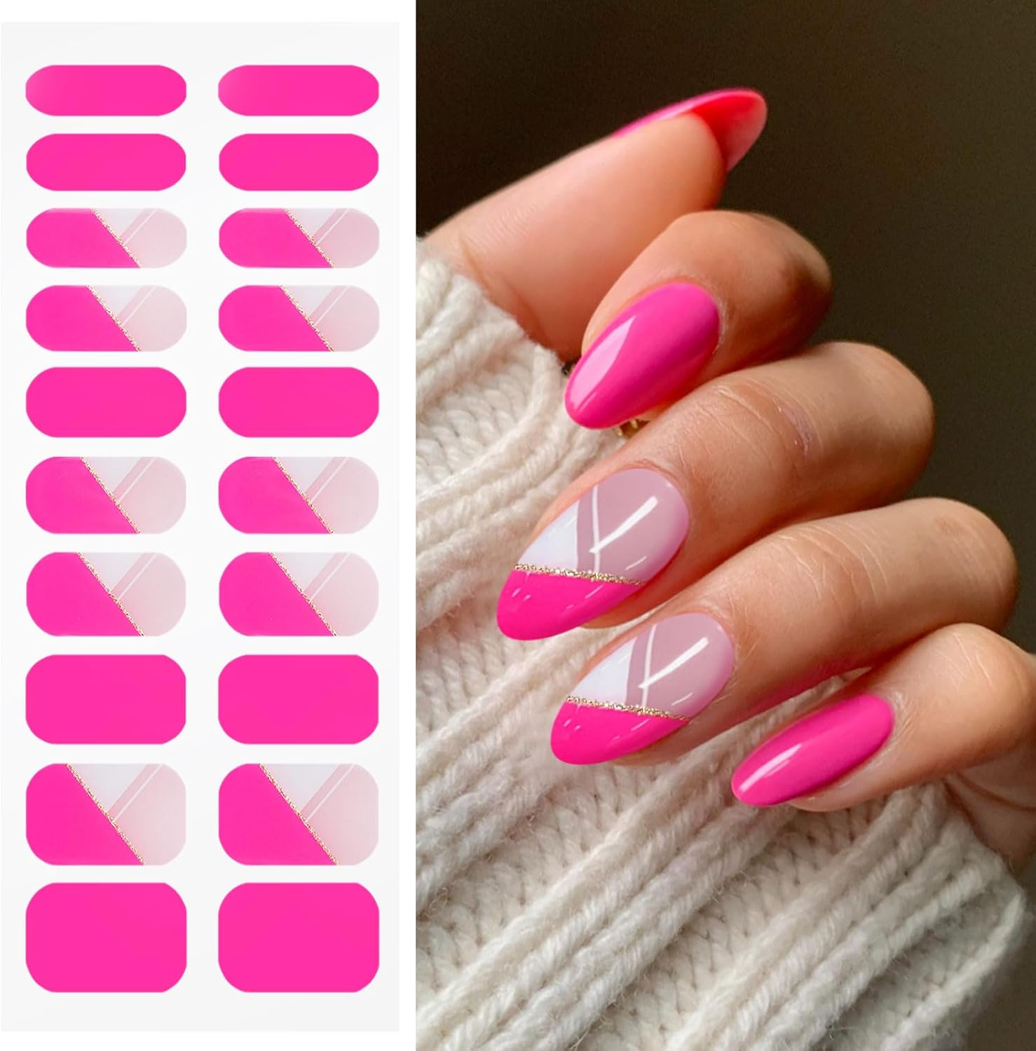 JMEOWIO Nail Foil UV Hardening Rose Red French Tip UV Gel Nail Strips Nail Stickers Nail Stickers Nail Art Decoration Nail Design Accessories image number 2