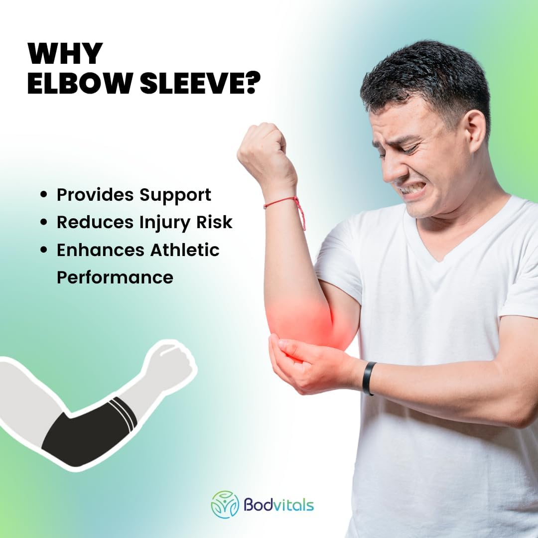 Elbow Compression Sleeve for Men & Women | Elbow Support for Sports, Workouts & Recovery | Breathable & Comfortable | Ideal for Tennis, Golf, Weightlifting, Basketball & Crossfit image number 6