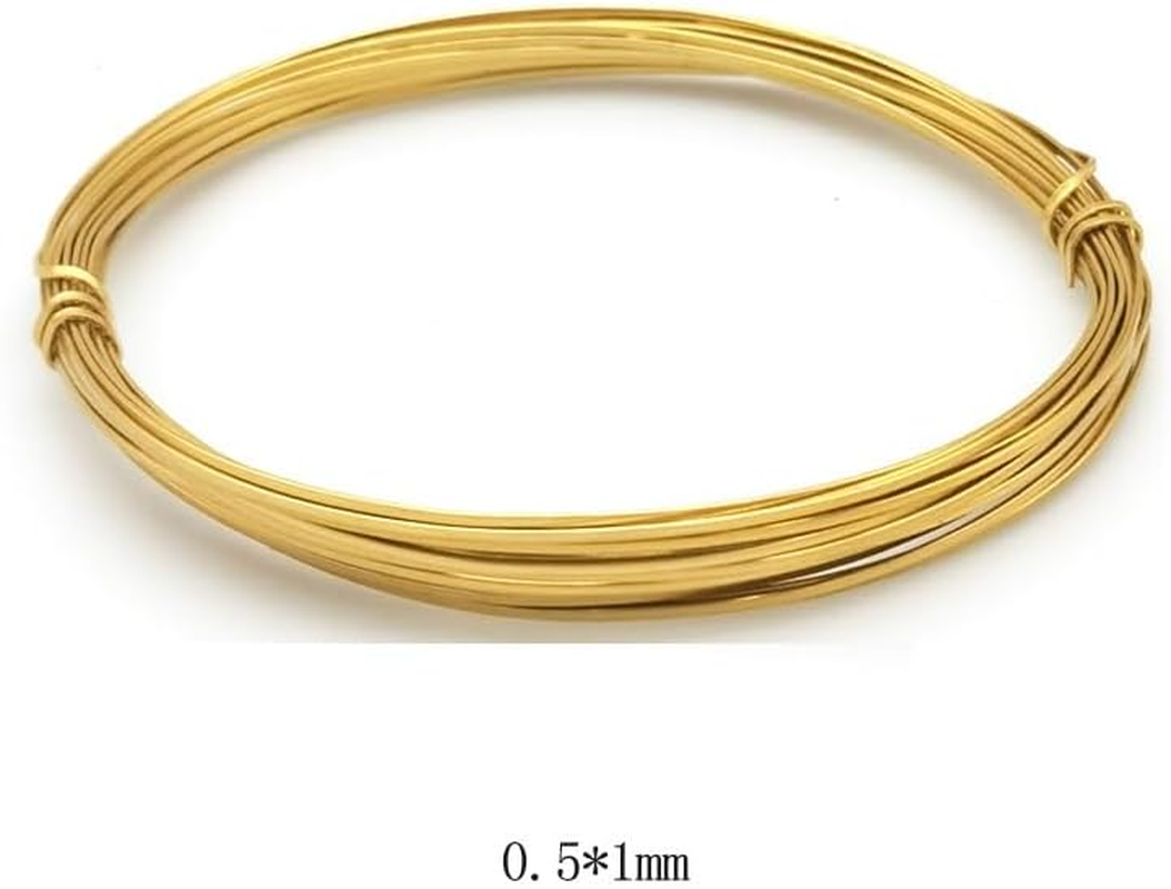 HIGHROCK 10M Aluminum Craft Wire, 0.5Mm*1Mm Sheet Wire，Bendable Aluminum Flat Wire for Crafting Soft DIY Metal Craft Art (Gold) - Silver image number 5