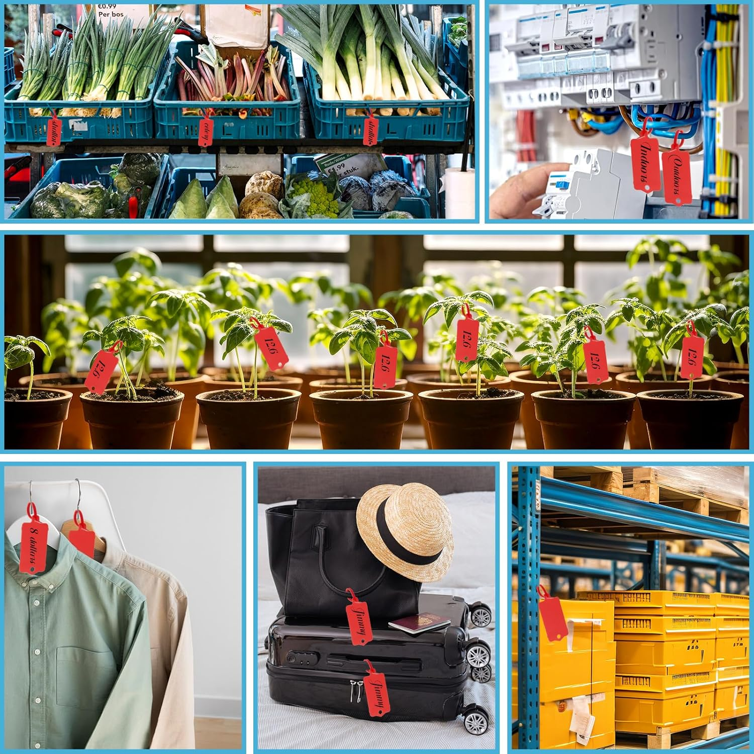 Leonbach Pack of 100 Plastic Shipping Tags, Waterproof Labels, Writable Hang Tags with Sealing Tape, Shipping Cable Ties, Label for Keys and Luggage - Red (2) image number 6