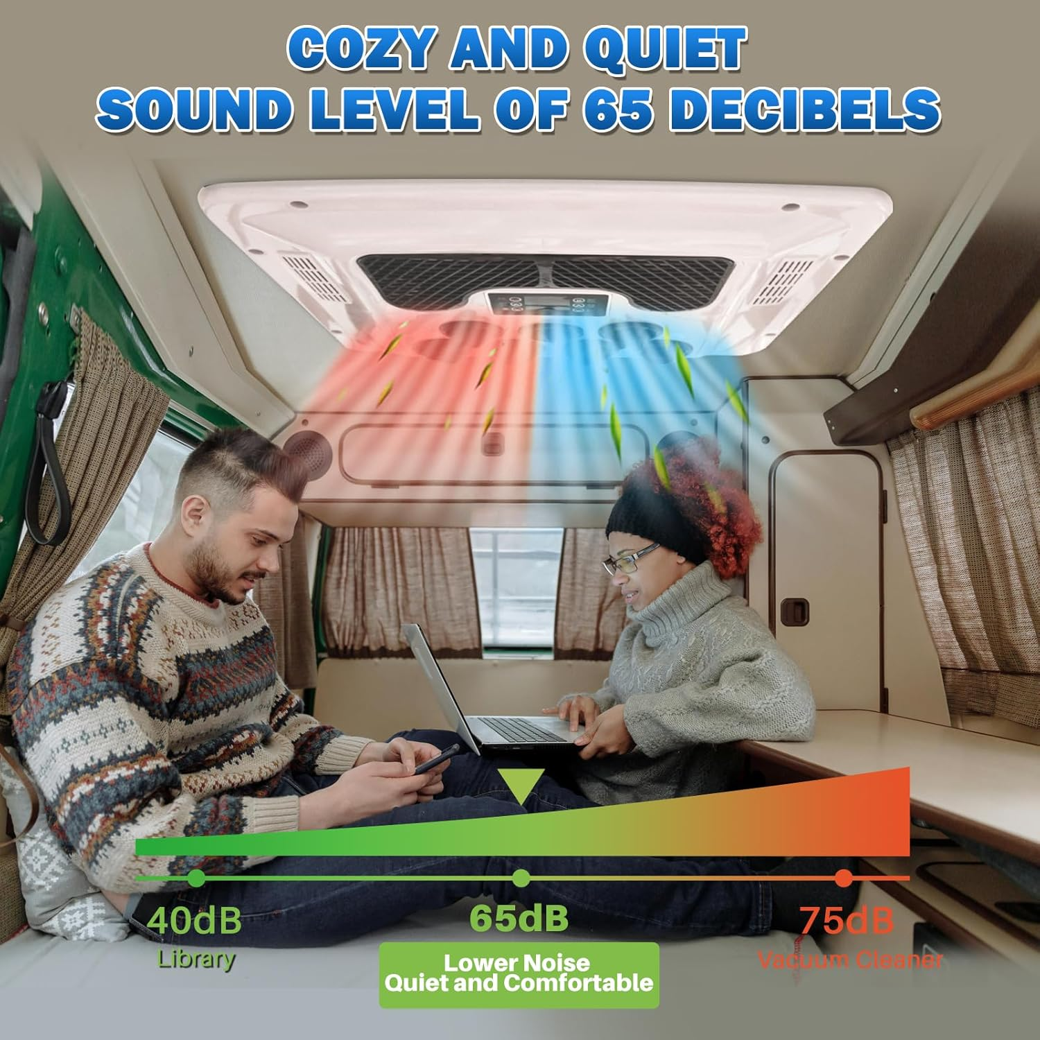 RV Rooftop Air Conditioner W/Heat 24 Volt, Campervan 10000BTU 24V Air Conditioner, Low Profile 24 Volt AC 2 in 1 for Van, RV, Yacht, Golf Carts, Road Machine, Caravan, Buses image number 3