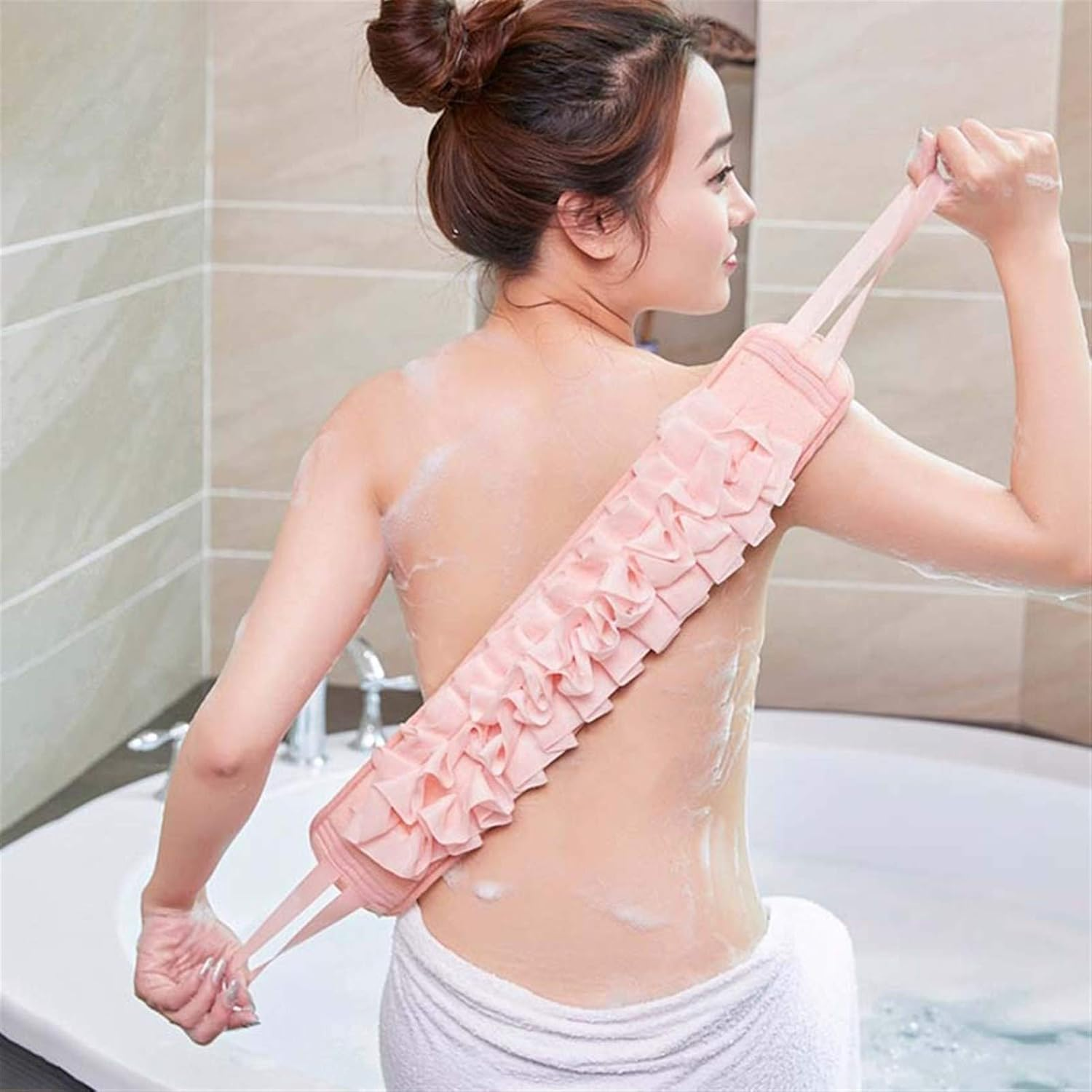 Back Scrubber for Shower Extended Body Scrubber Body Brush 2 in 1 Exfoliating Brush Strong and Sturdy Shower Brush，Rich in Bubbles, Exfoliating, Suitable for Adults and Children(2Pcs) XIAOYU