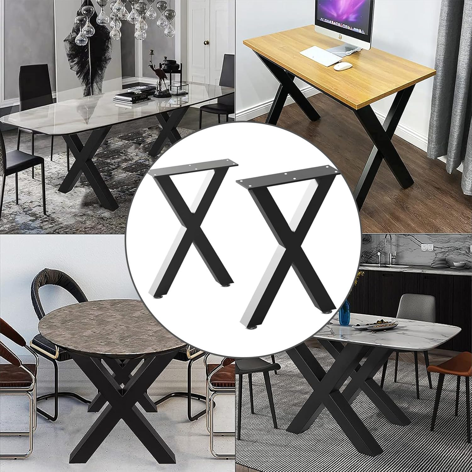 IONPSHG 2Pcs Steel Table Legs Heavy Duty 40X30Cm Adjustable Metal Desk Legs DIY Furniture Legs Tall Dining Table Legs & Frame Support Feet for Home Office Kitchen Work Furniture Dining Coffee (X) - X image number 4