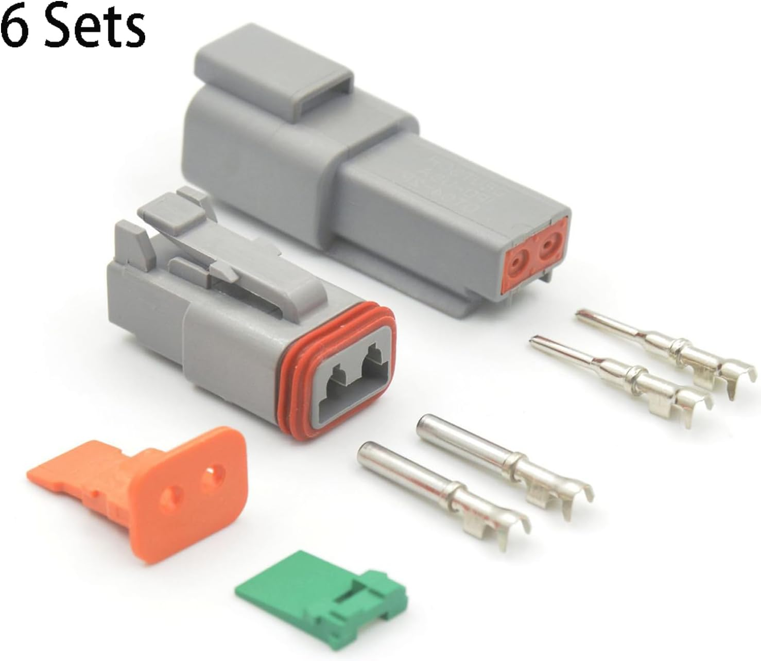 Roczential 6 Sets DT Connector Kits 2 Pin Waterproof Electrical Wire Connector with Size 16 Solid Contacts for Truck Off-Road Marine Motorcycle Wiring image number 2