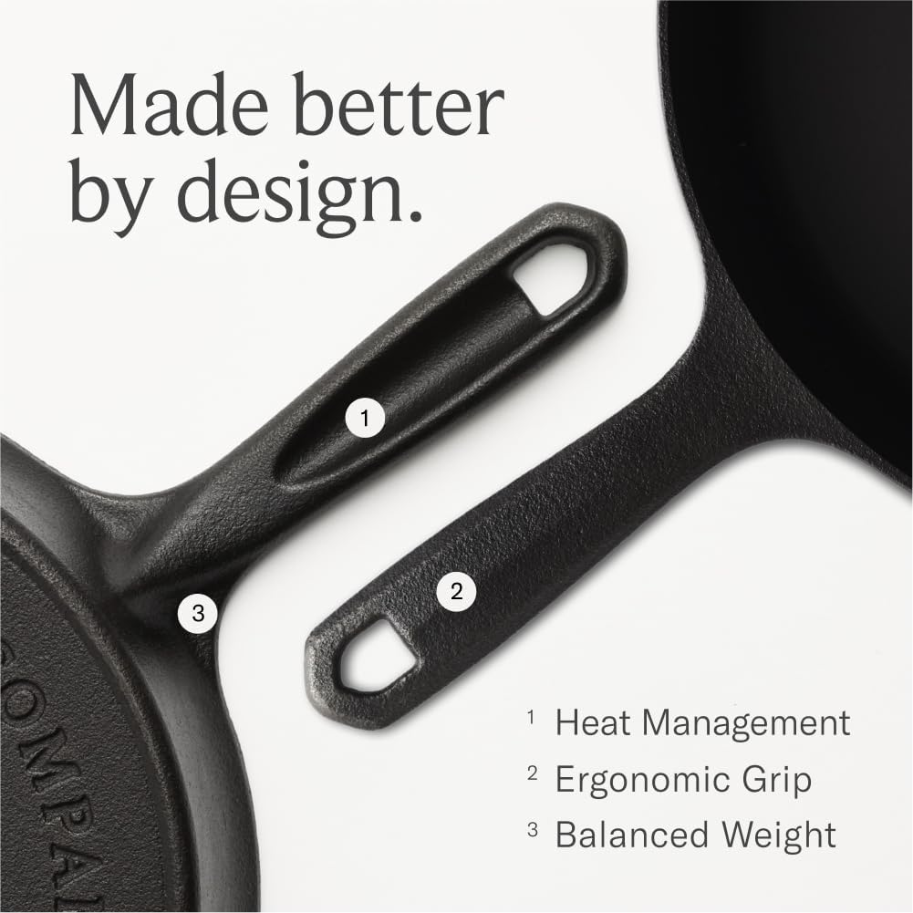 Field Company Starter Set: No.8 Cast Iron Skillet (10.25 In, 4.5 Lbs) with Cast Iron Cleaning Kit &mdash; Smoother, Lighter, Made in USA, Vintage Design, Pre-Seasoned image number 2