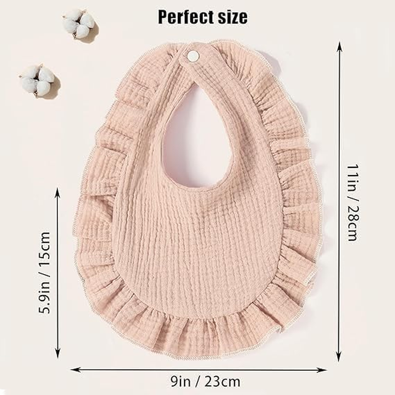 ZONEY 4 Pack Solid Muslin Baby Bibs Baby Bandana Drool Bibs Absorbent Cotton Bibs for Unisex Boys Girls