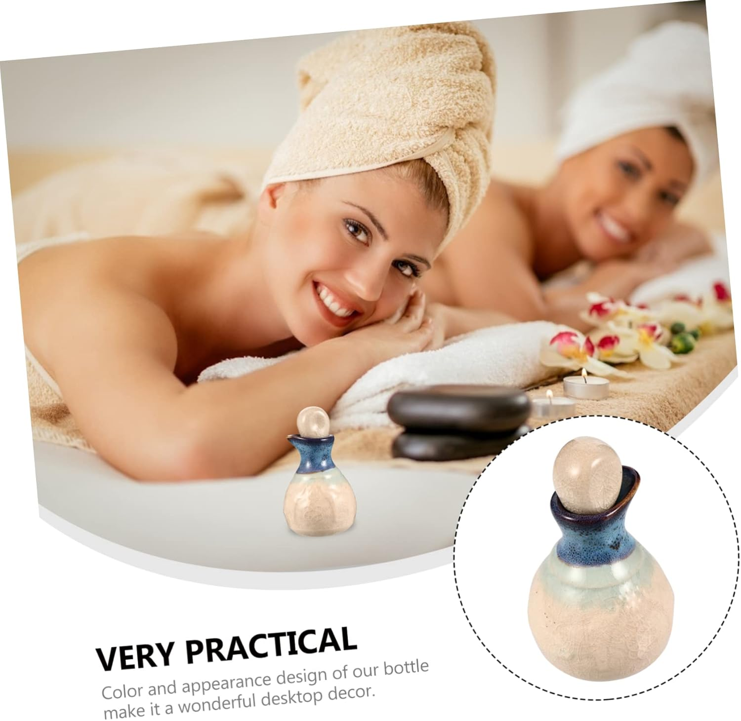 Beavorty Ceramic Essential Oil Perfume Bottle for Subpackaging Compact Dropper Bottle Spray Function for Travel Toiletry Needs image number 3