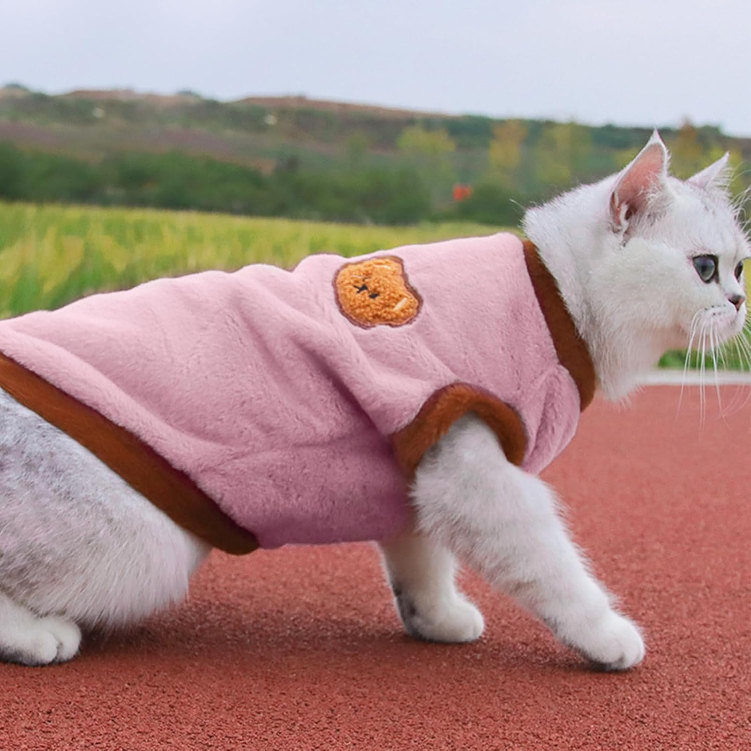 Cotton Cat Clothes,Winter Warm Cat Jumper Sweater for Cats Small Dogs,Cute Cat Sweater Cat Jumper Vest Pet Clothing for Chihuahua Yorkshire Welsh Corgi (Pink, S) image number 7