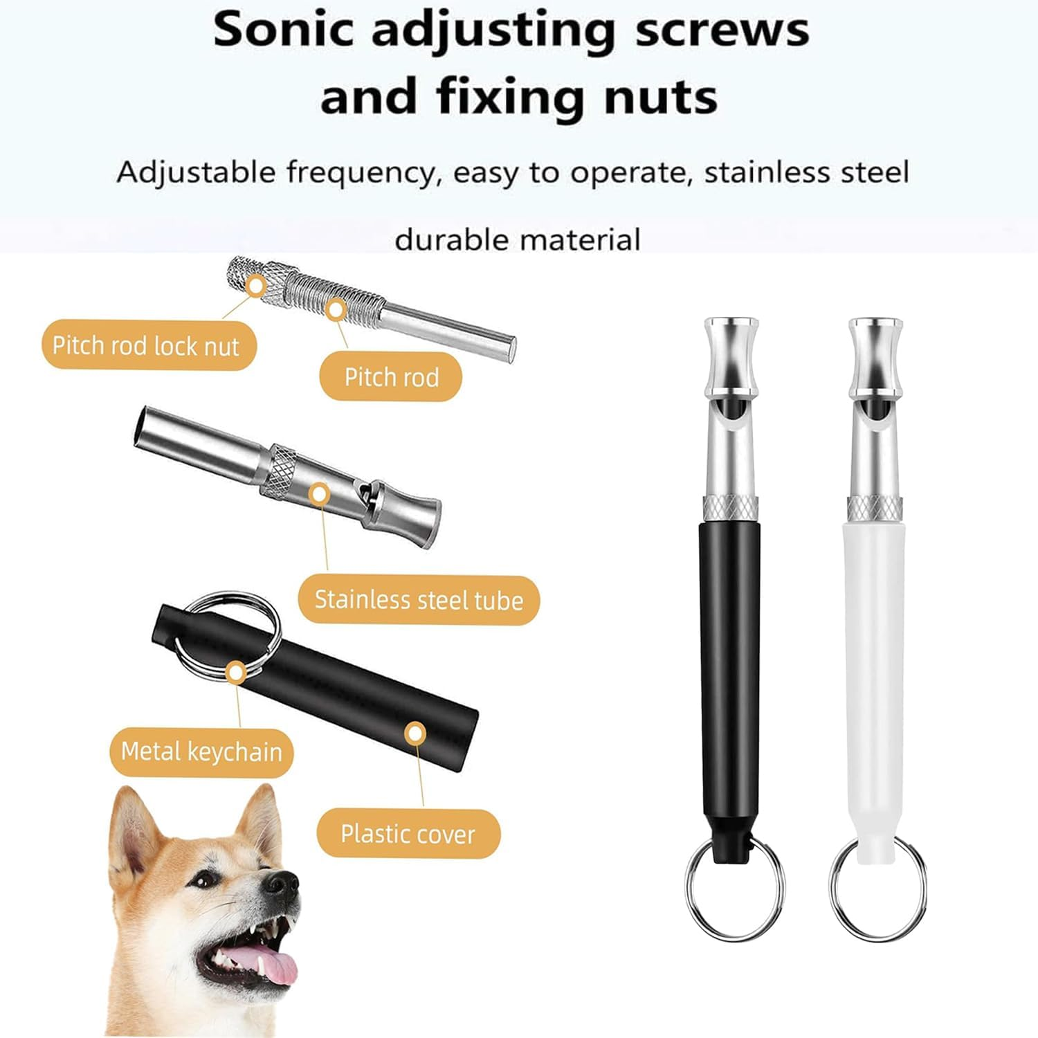Yharnamite 2 Pcs Dog Whistles Ultrasonic Professional Training Whistles with Lanyard, Adjustable Ultrasonic Silent Dog Whistles, Recall Pet Training Whistles for Dog Training and Behavior Aid (A) - B image number 4