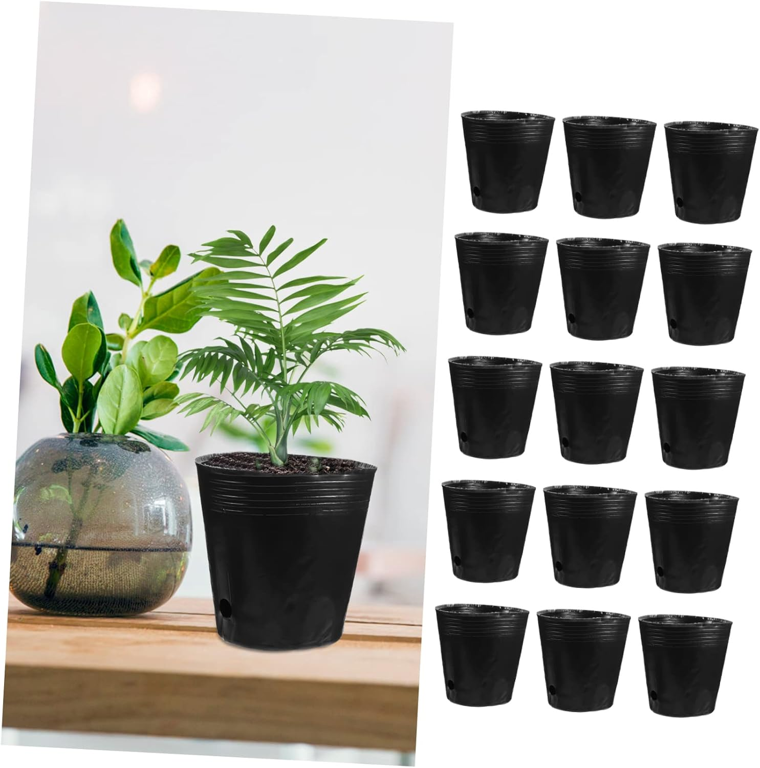 DOITOOL 100Pcs Bonsai Gardening Cups Durable Black PE Planting Bags for Root Development Watering image number 2