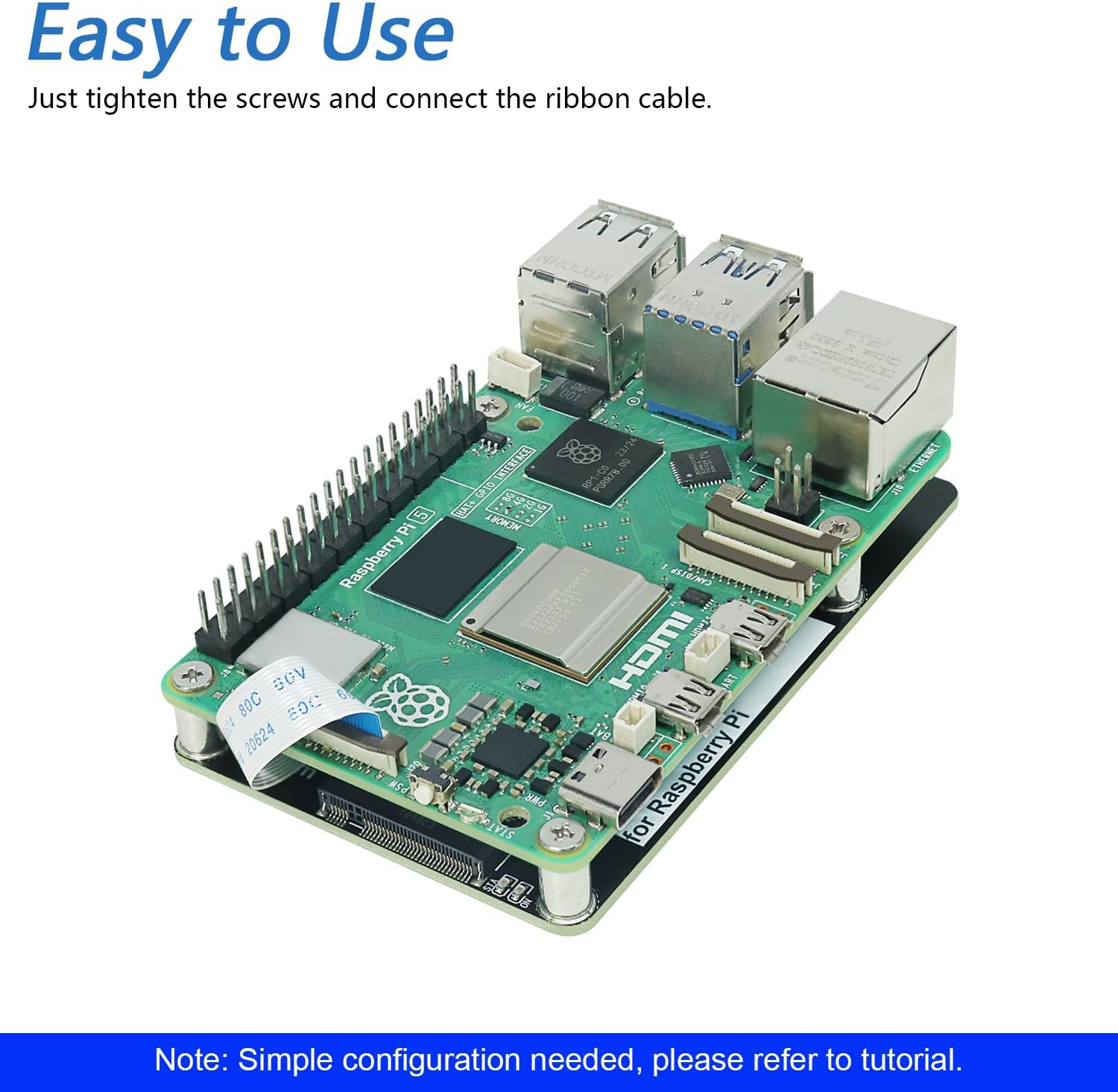 Freenove M.2 Nvme Adapter for Raspberry Pi 5 (With 256GB SSD), M.2 HAT Add-On Board, Solid State Drive, Pcie 2.0/3.0, Tested Speed 800 Mb/S