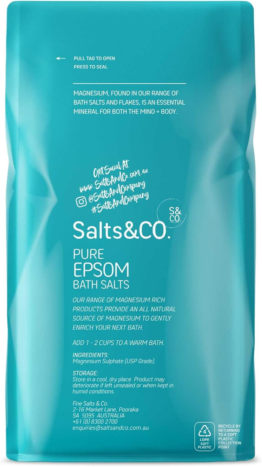Salts & Co. Pure Epsom Bath Salts 1 Kg (Pack of 2)