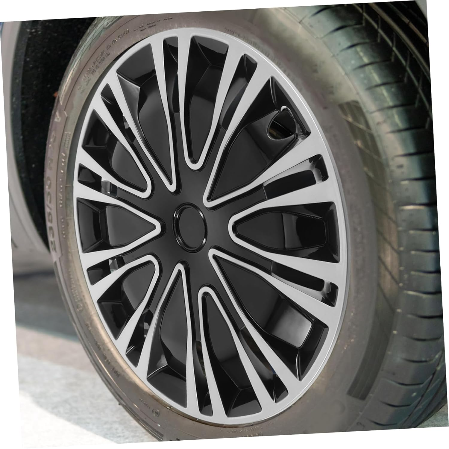 WEKADRIN Automotive Wheel Hub Caps 18.3-Inch Hub Covers for Cars Silver Black Decorative Steel Rim Hubcaps Replacement Suitable for Universal Vehicle Wheels image number 2