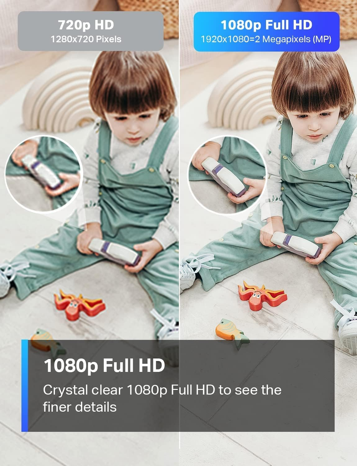 1080P Indoor Security Camera for Baby Monitor, Pet Camera W/Motion Detection, 2-Way Audio Siren, Night Vision, Cloud & SD Card Storage, Works W/Alexa & Google Home, C100 (US Plug) image number 5