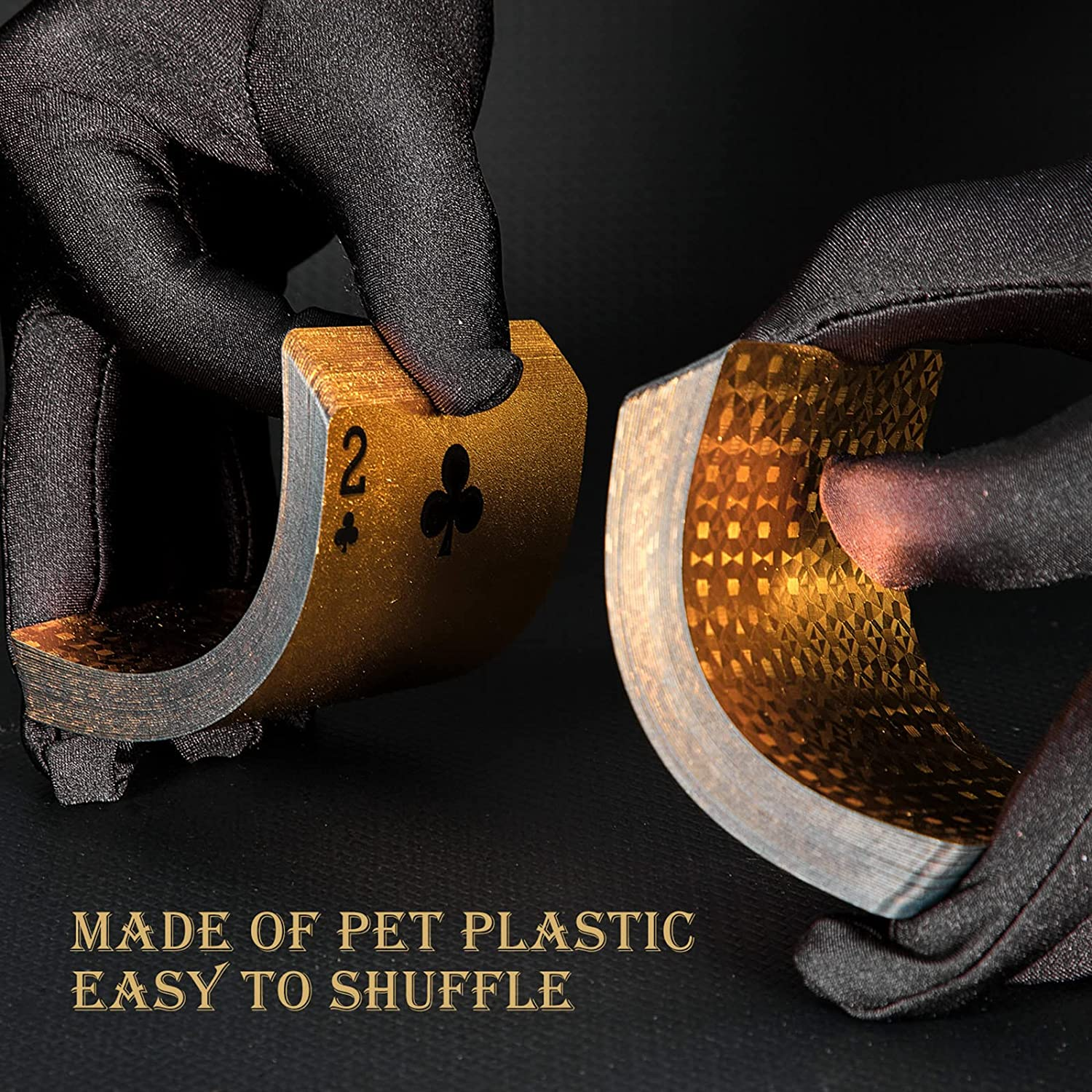 2 Decks Black and Gold Playing Card Waterproof Poker Cards Plastic PET Poker Card Novelty Poker Game Tools for Family Card Game Party image number 2