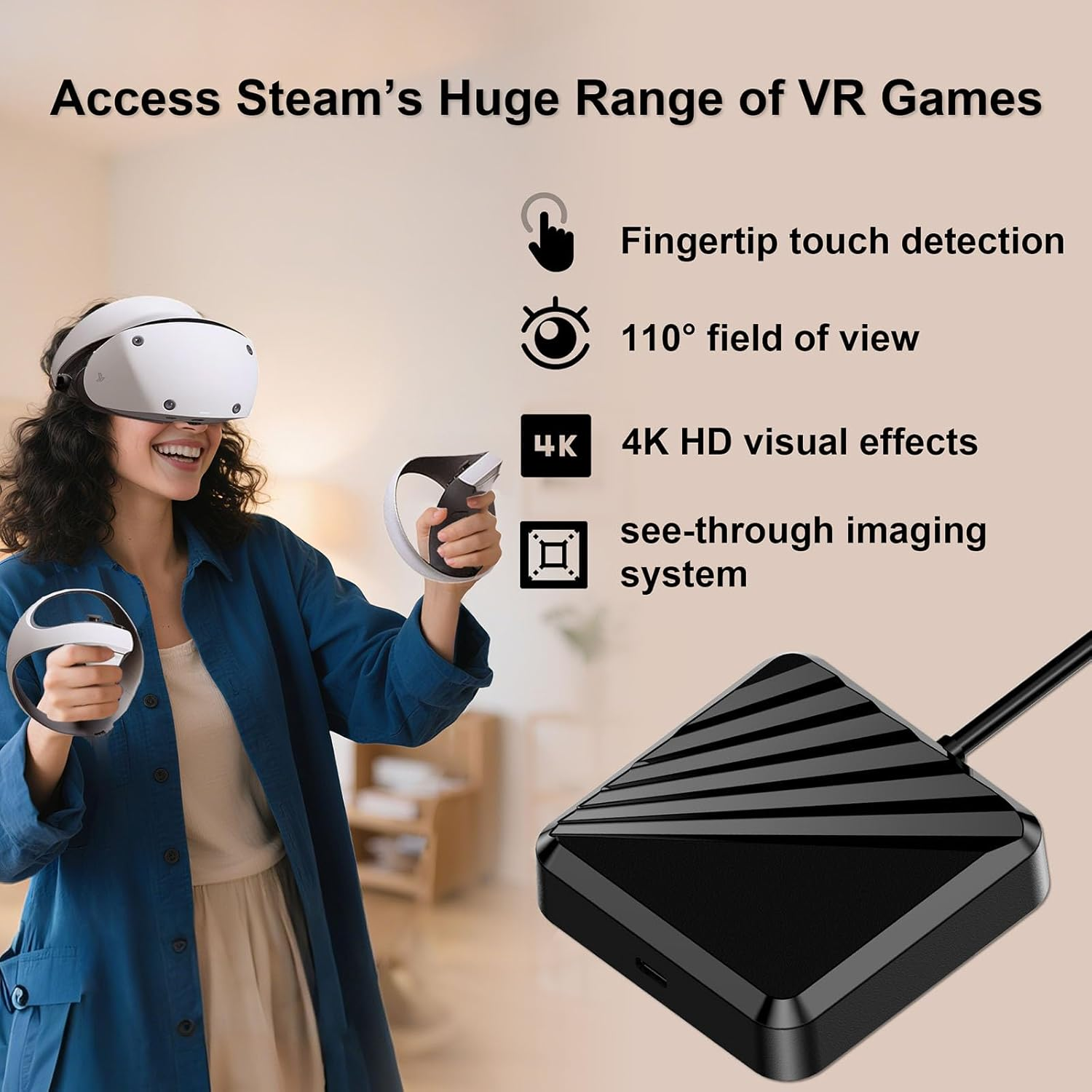 LICHIFIT Adapter + Bluetooth Receiver for PS VR2 to Windows Computer, PC Adapter Kit for PS5 VR2 Converter Connector with Type-C Power Cable and Displayport 1.4 HD Cable for Playstation 5 VR2 image number 4